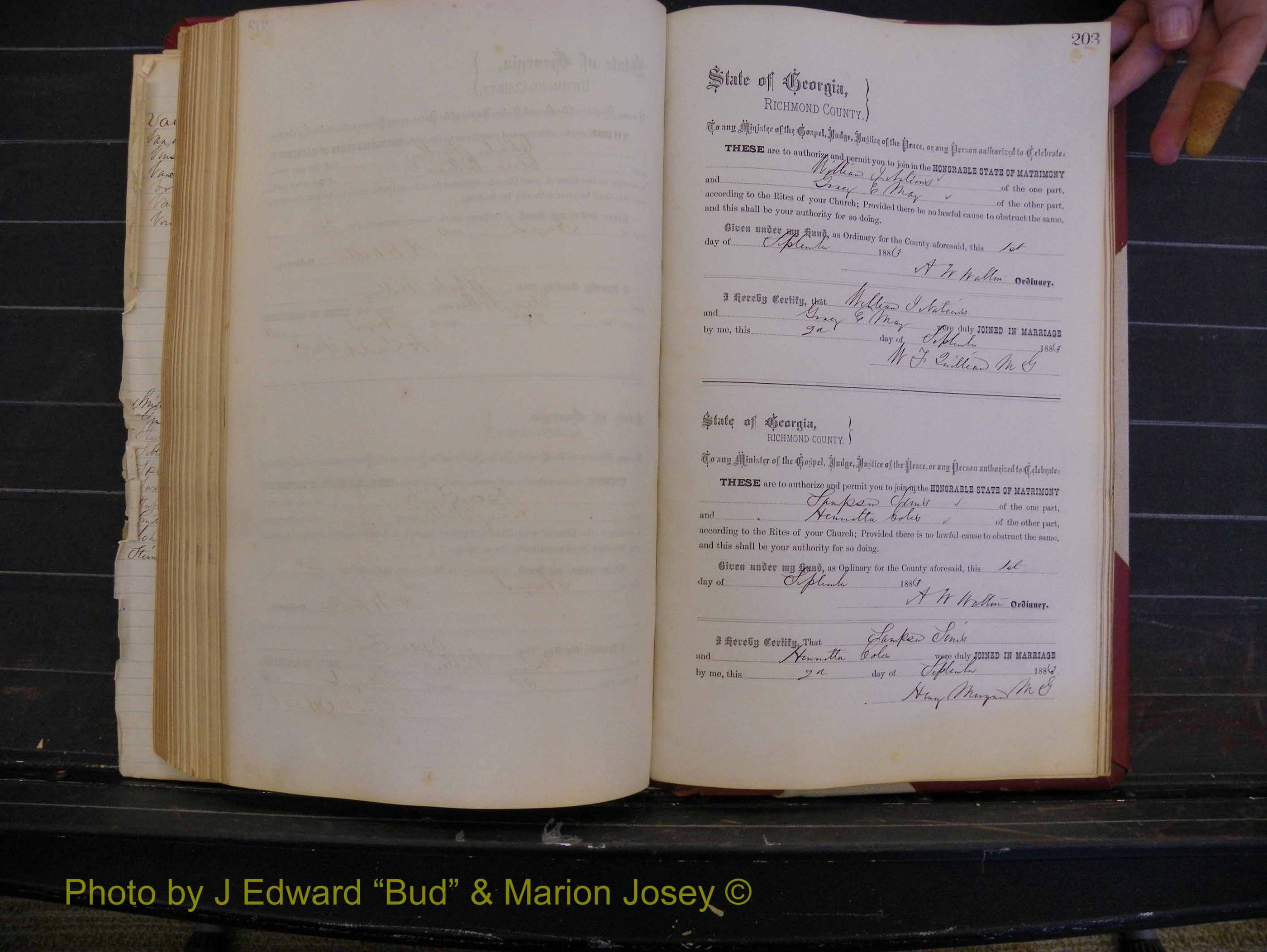 Richmond Marriages, Book M, 1880-1883 P 203.JPG