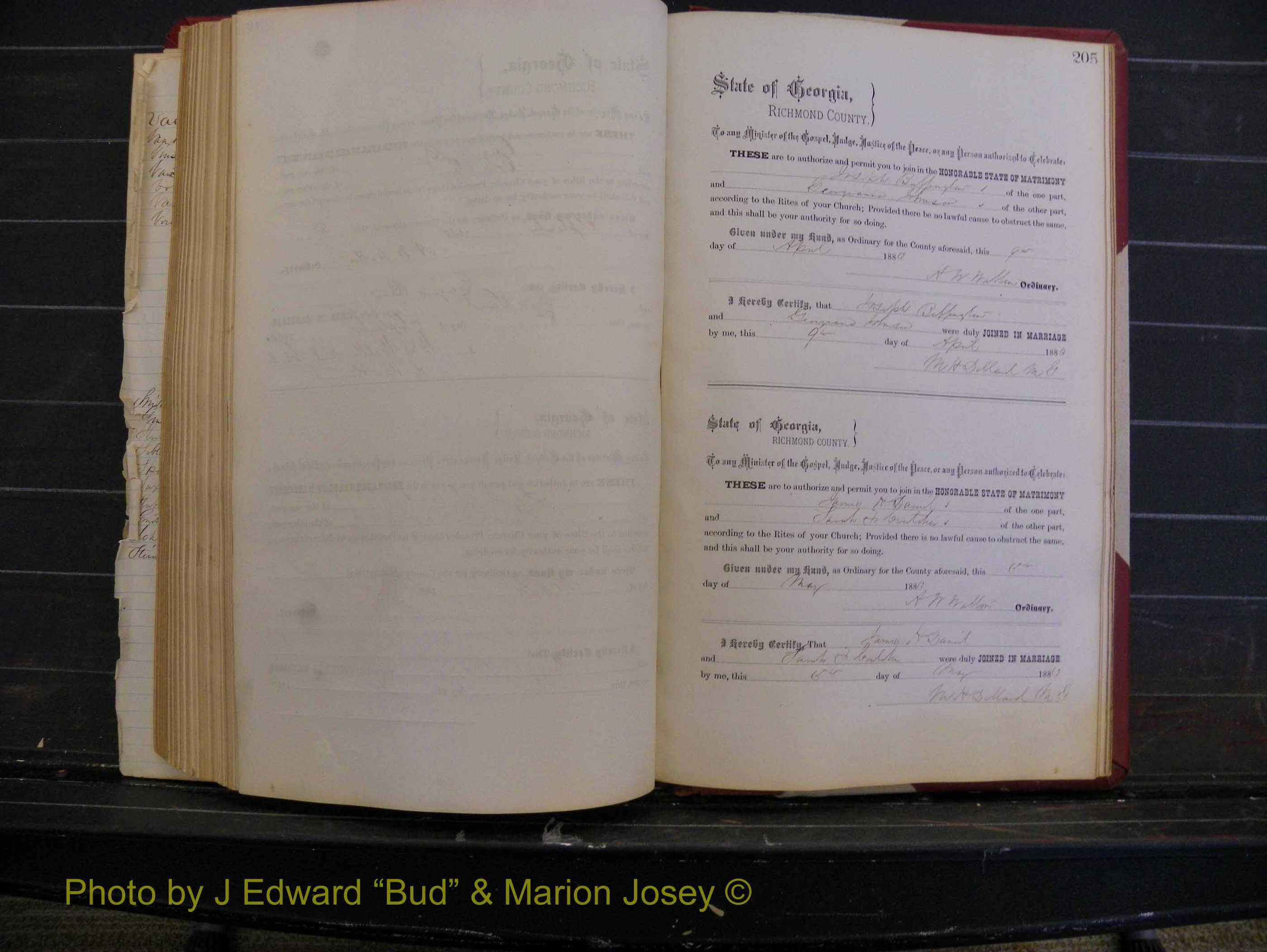 Richmond Marriages, Book M, 1880-1883 P 205.JPG