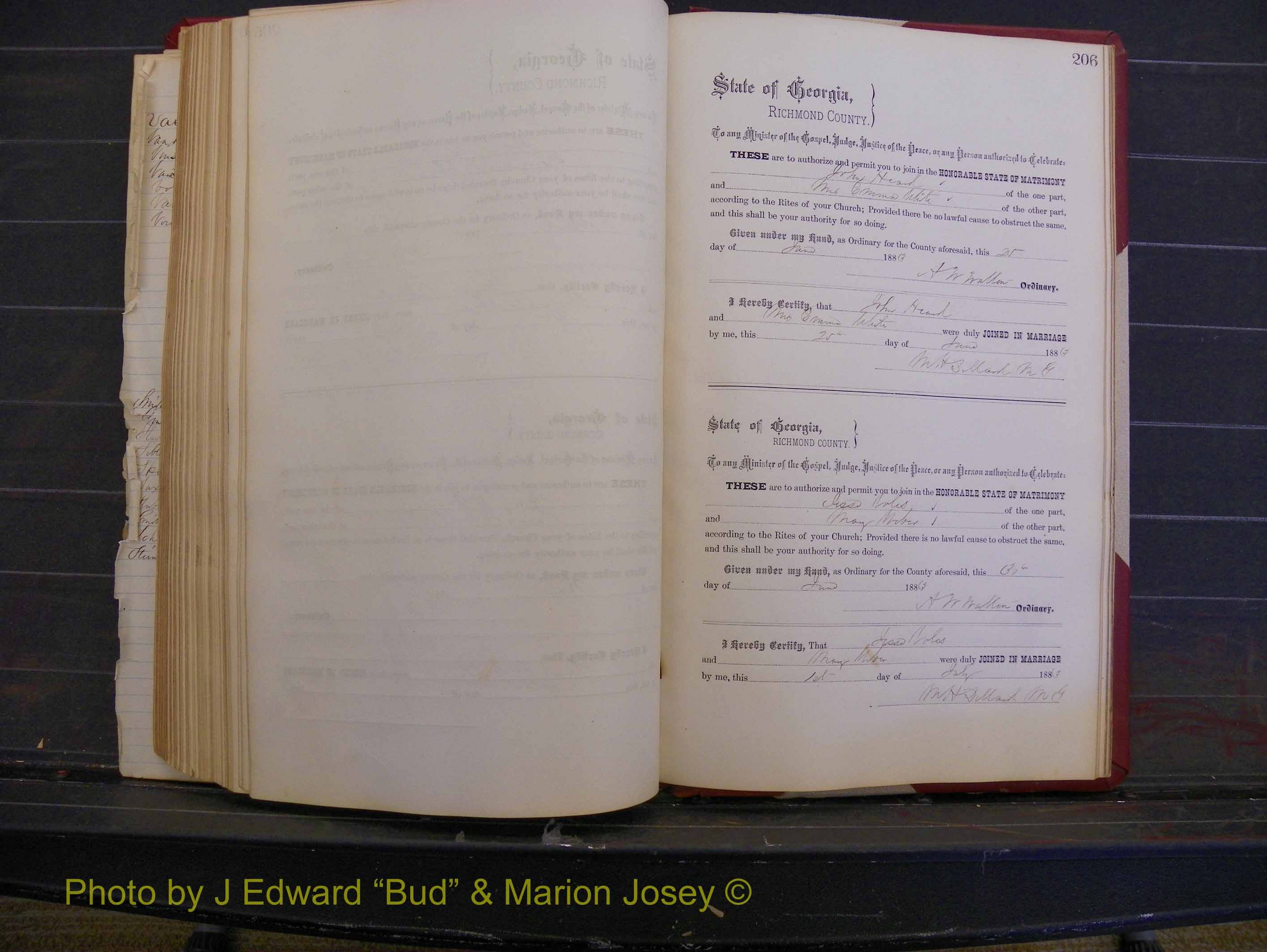 Richmond Marriages, Book M, 1880-1883 P 206.JPG