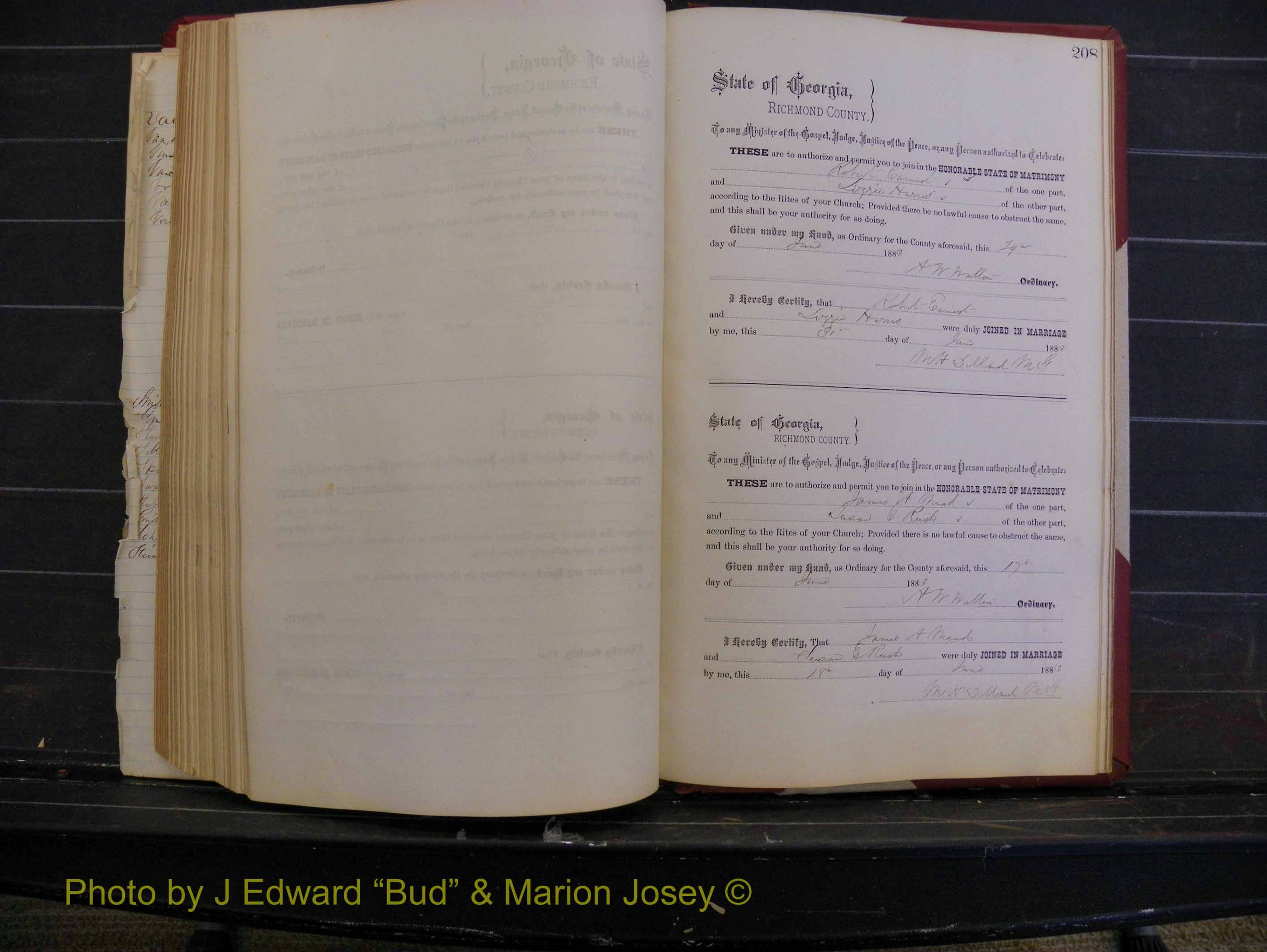 Richmond Marriages, Book M, 1880-1883 P 208.JPG