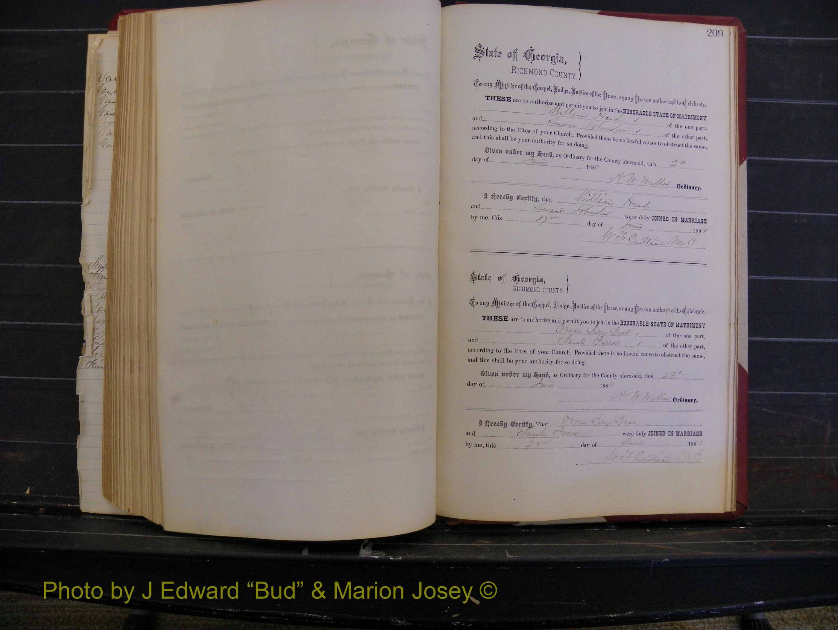Richmond Marriages, Book M, 1880-1883 P 209.JPG
