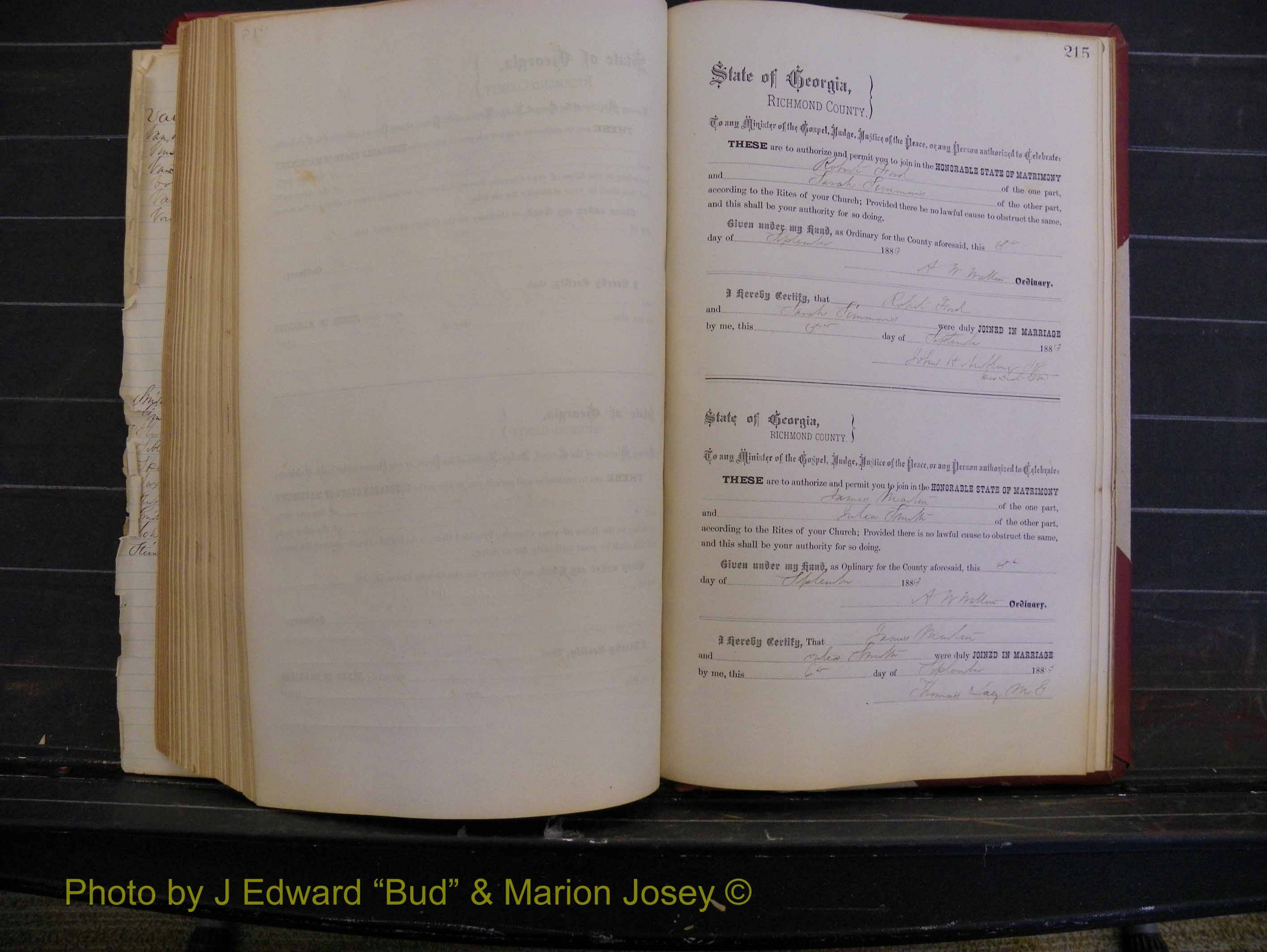 Richmond Marriages, Book M, 1880-1883 P 215.JPG