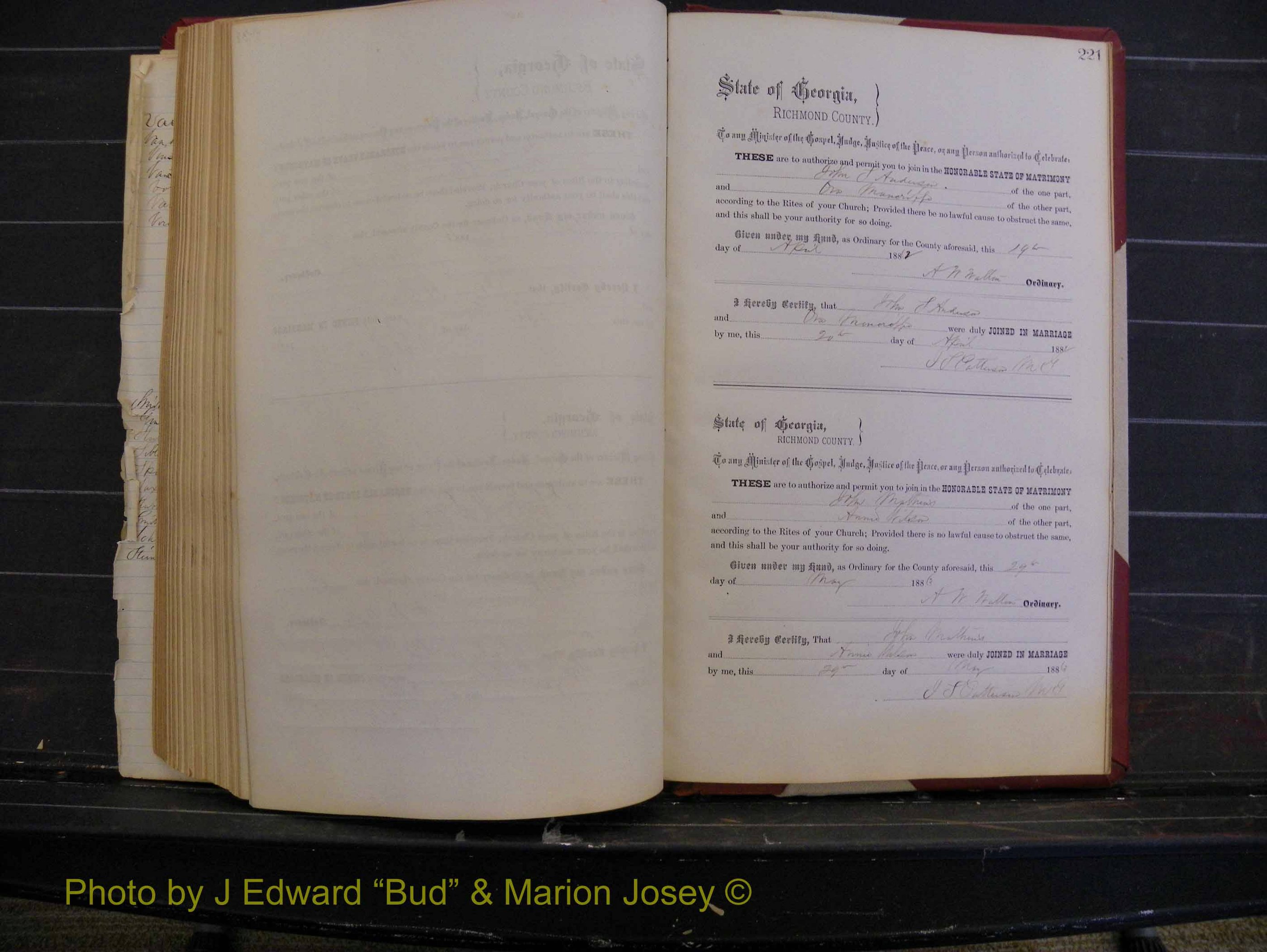 Richmond Marriages, Book M, 1880-1883 P 221.JPG