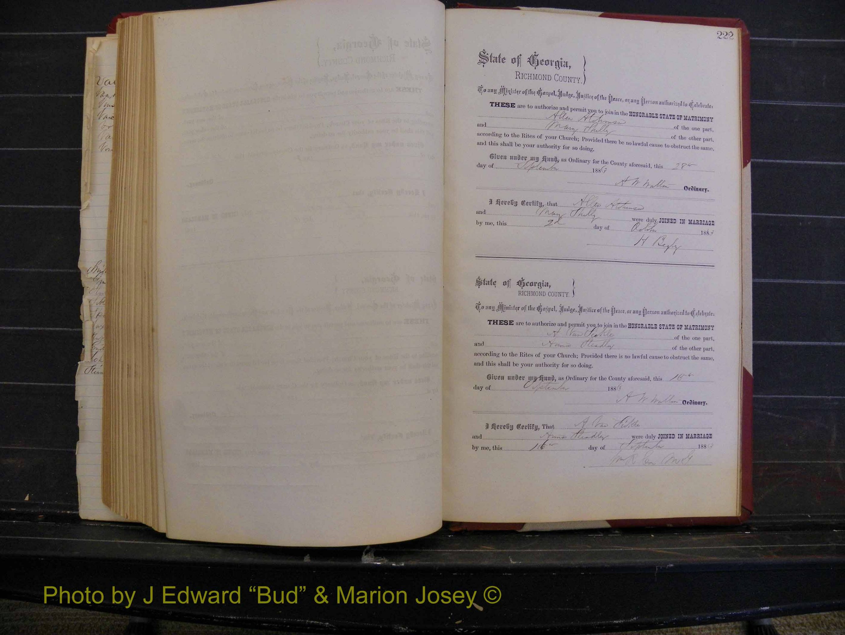 Richmond Marriages, Book M, 1880-1883 P 222.JPG
