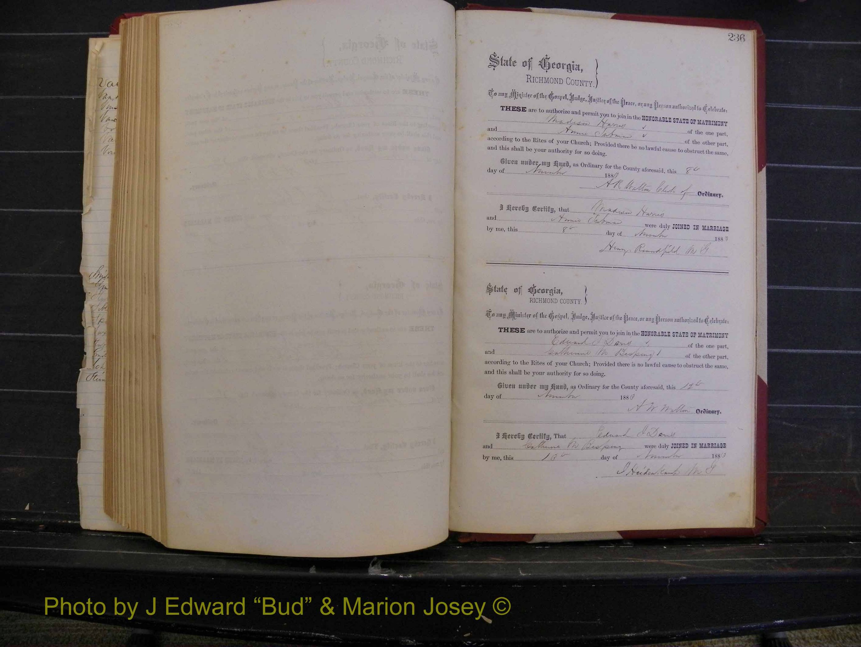 Richmond Marriages, Book M, 1880-1883 P 236.JPG
