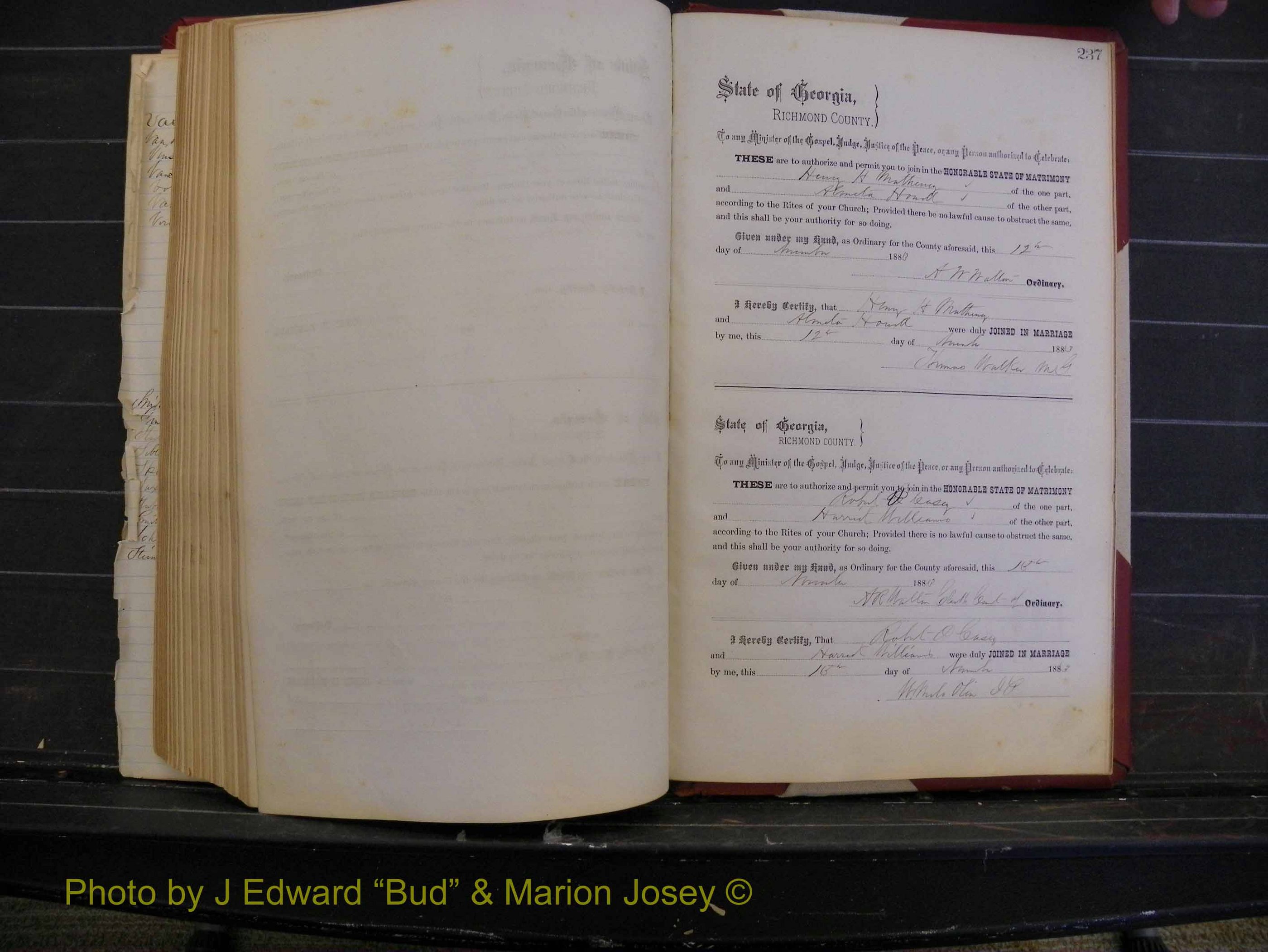 Richmond Marriages, Book M, 1880-1883 P 237.JPG