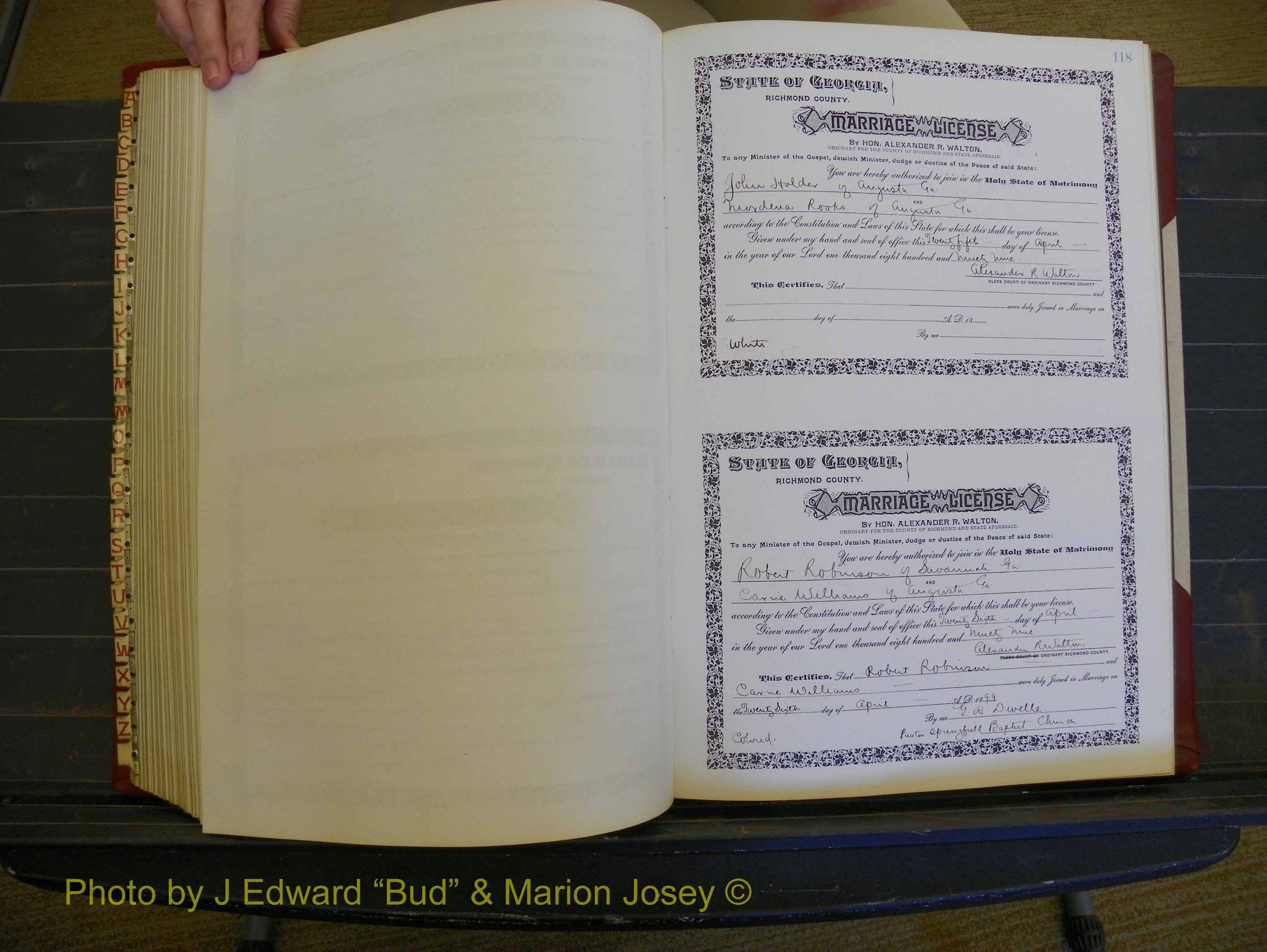 Richmond Marriages, Book W, 1898-1899 P 118.JPG