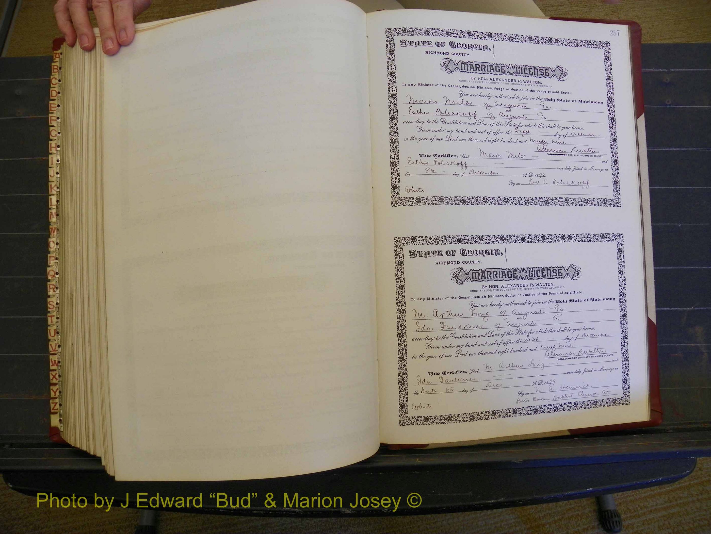 Richmond Marriages, Book W, 1898-1899 P 257.JPG