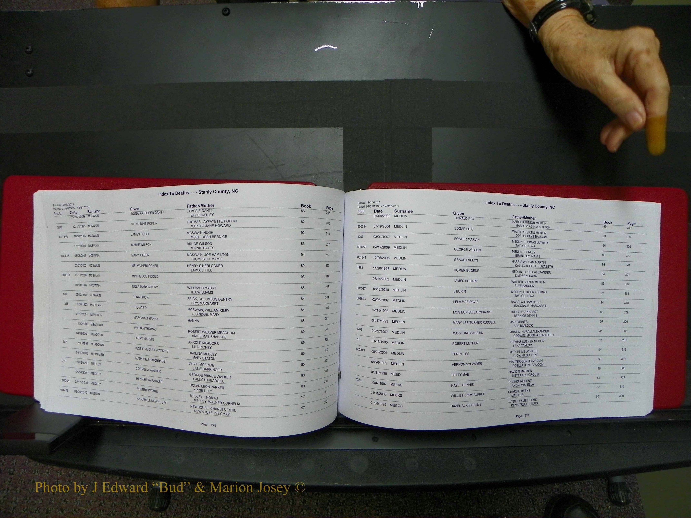 Stanley Co, NC Deaths, A-Z, 1995-2010 (142).JPG