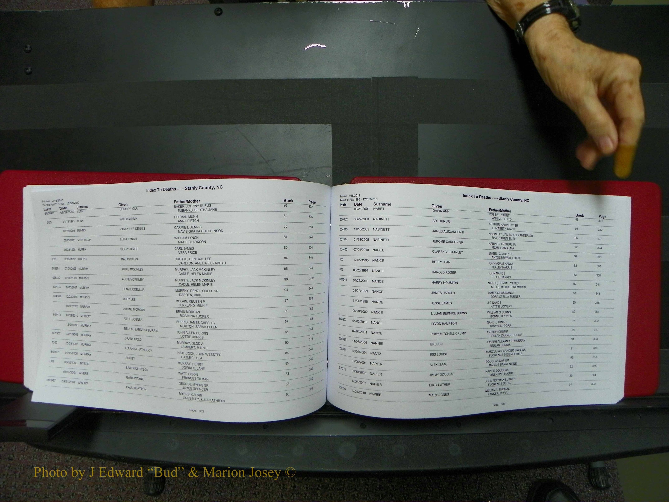 Stanley Co, NC Deaths, A-Z, 1995-2010 (155).JPG