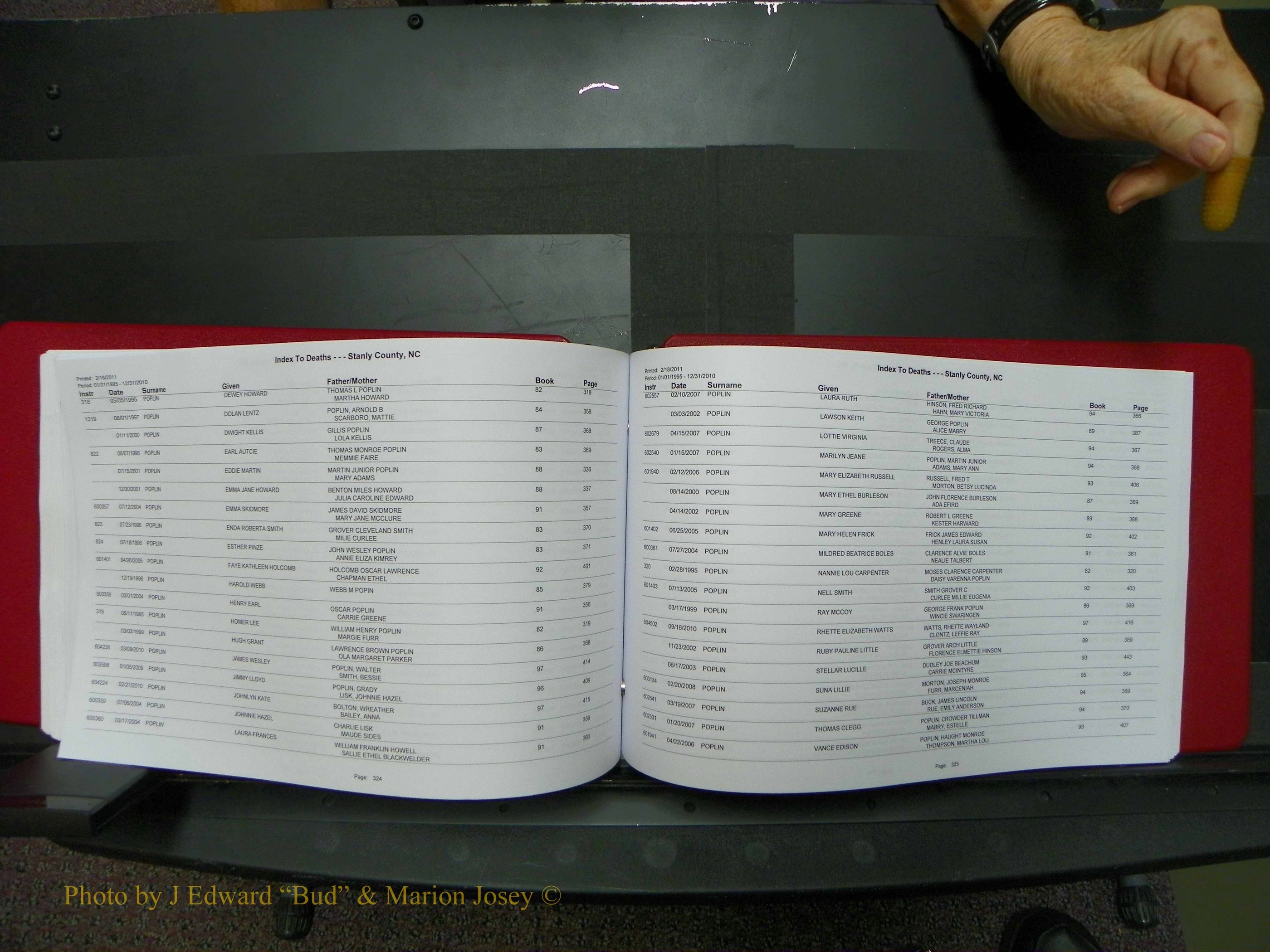 Stanley Co, NC Deaths, A-Z, 1995-2010 (165).JPG