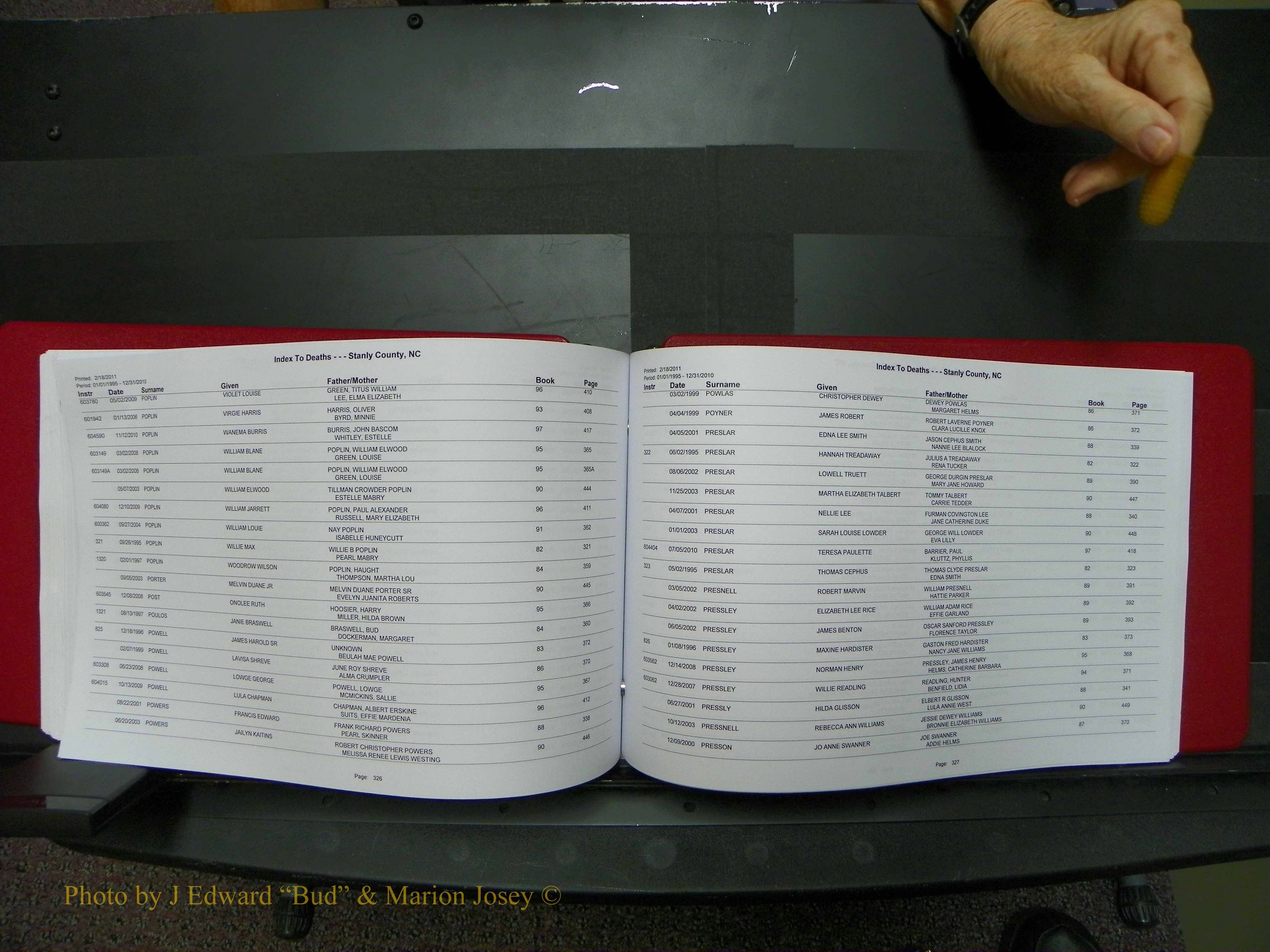 Stanley Co, NC Deaths, A-Z, 1995-2010 (167).JPG