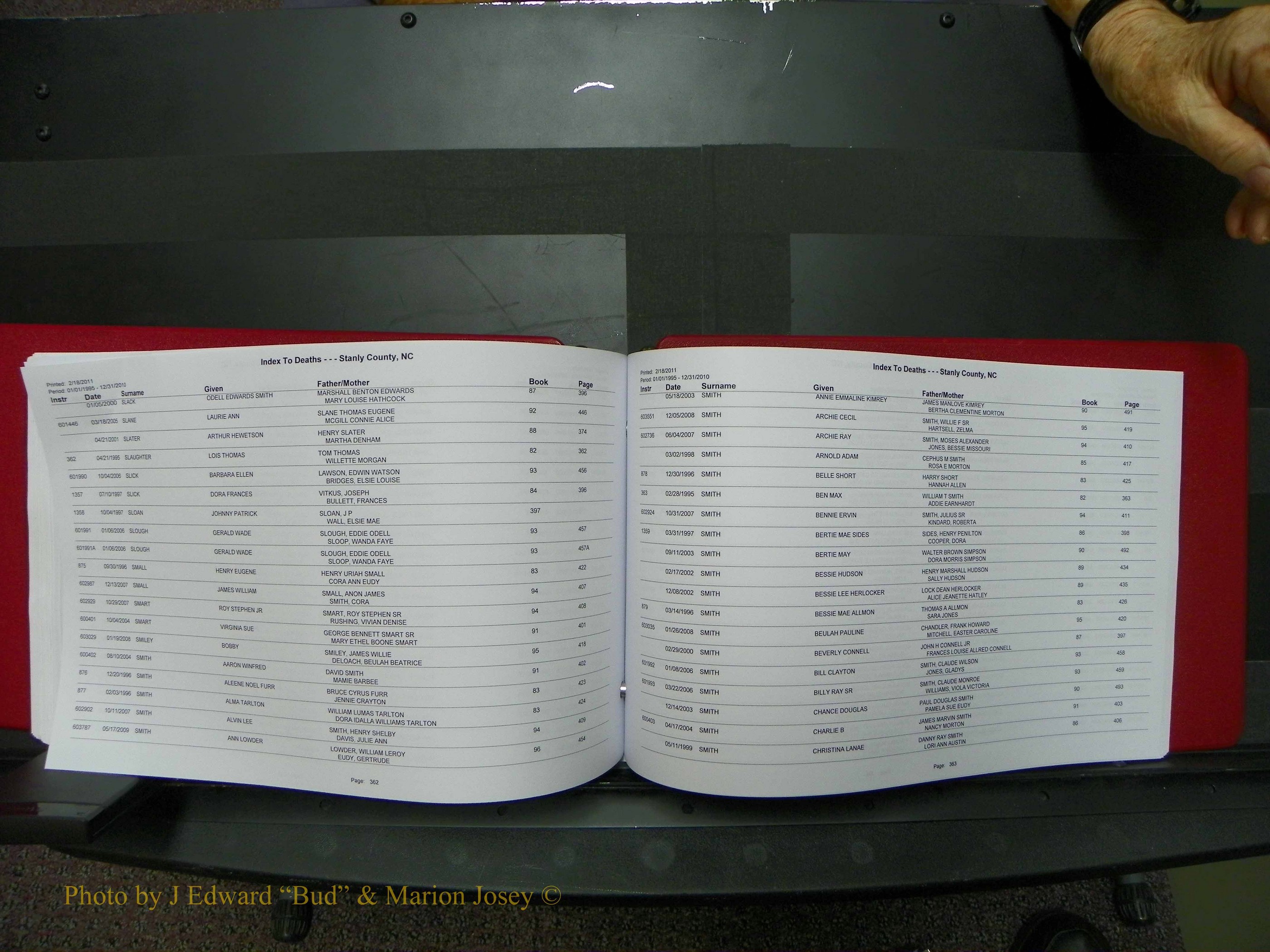 Stanley Co, NC Deaths, A-Z, 1995-2010 (185).JPG