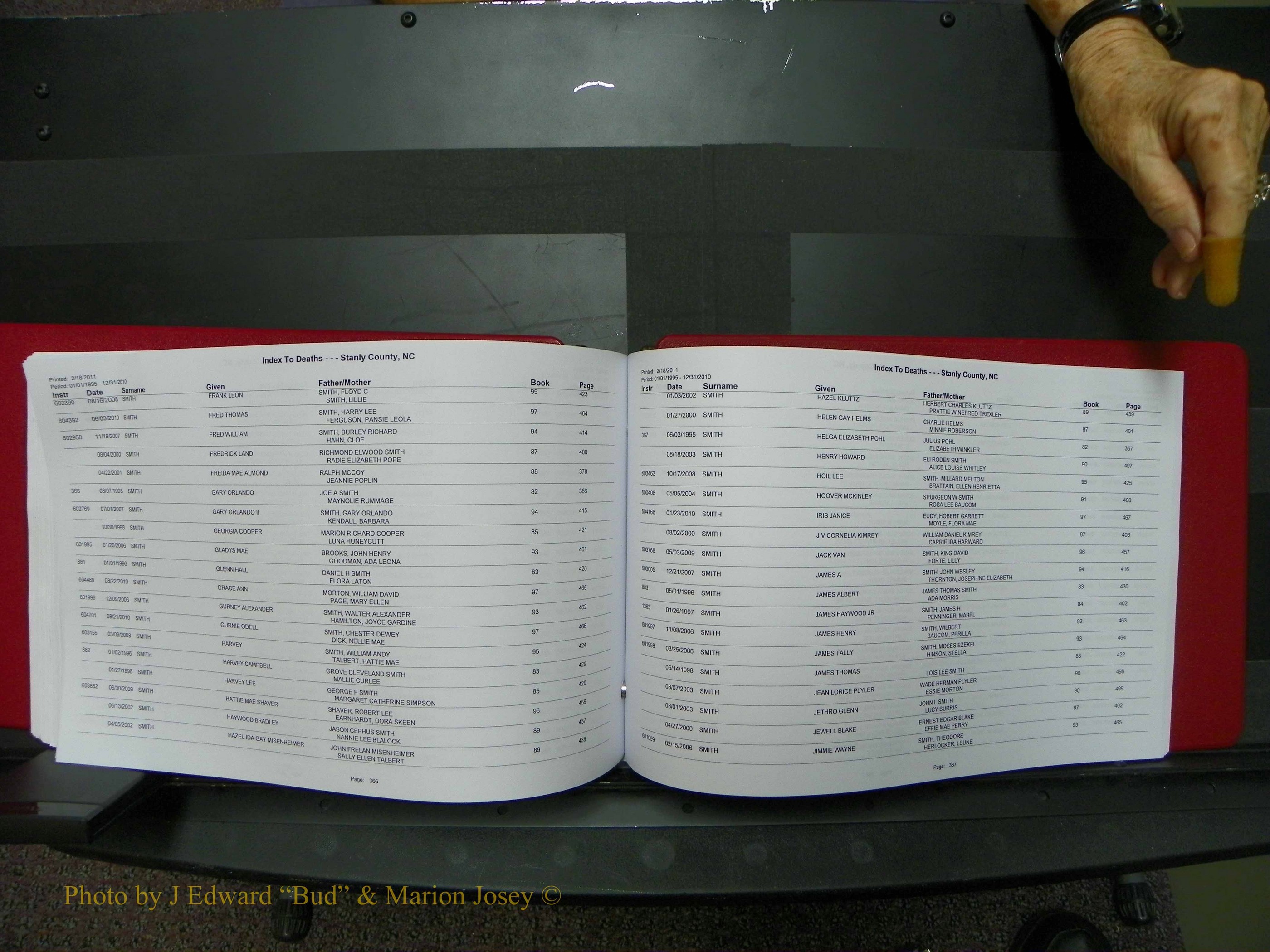 Stanley Co, NC Deaths, A-Z, 1995-2010 (186).JPG