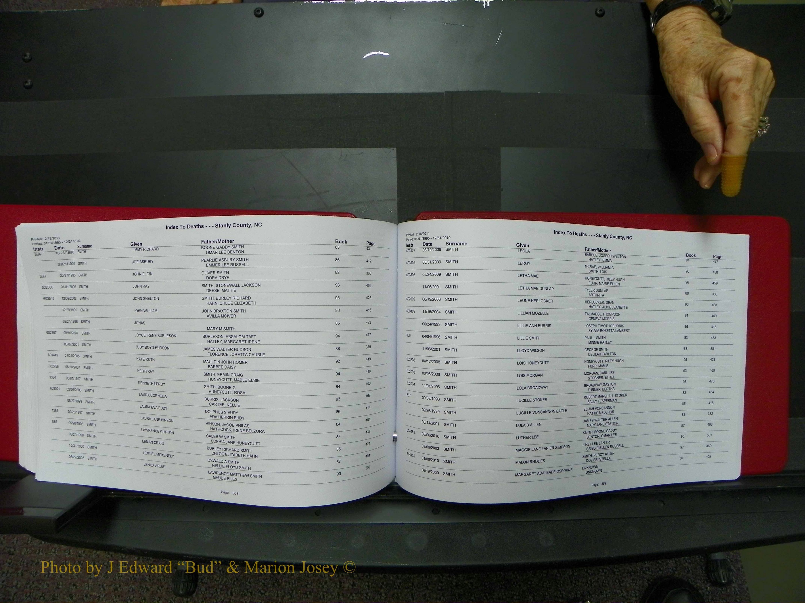 Stanley Co, NC Deaths, A-Z, 1995-2010 (187).JPG