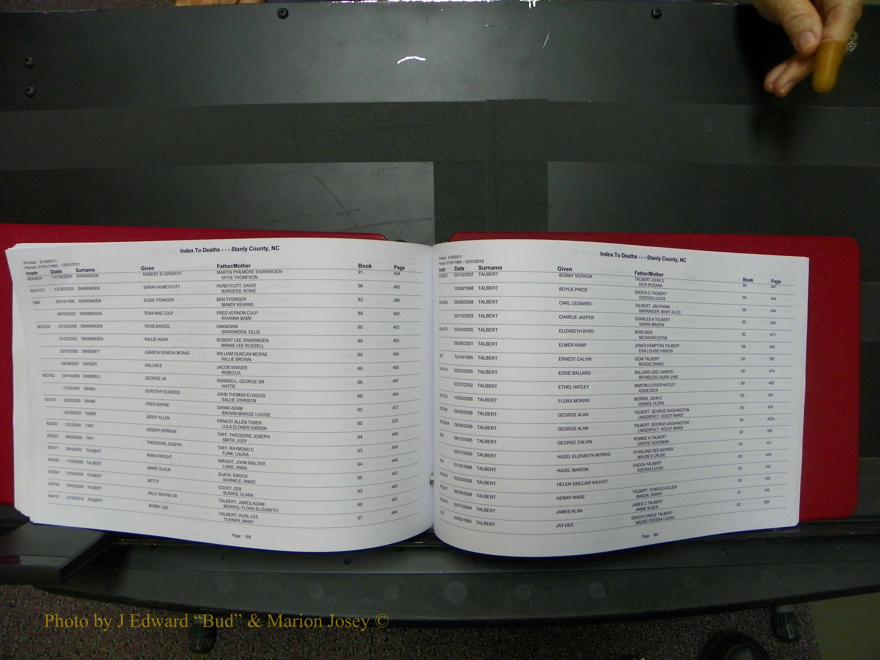 Stanley Co, NC Deaths, A-Z, 1995-2010 (196).JPG