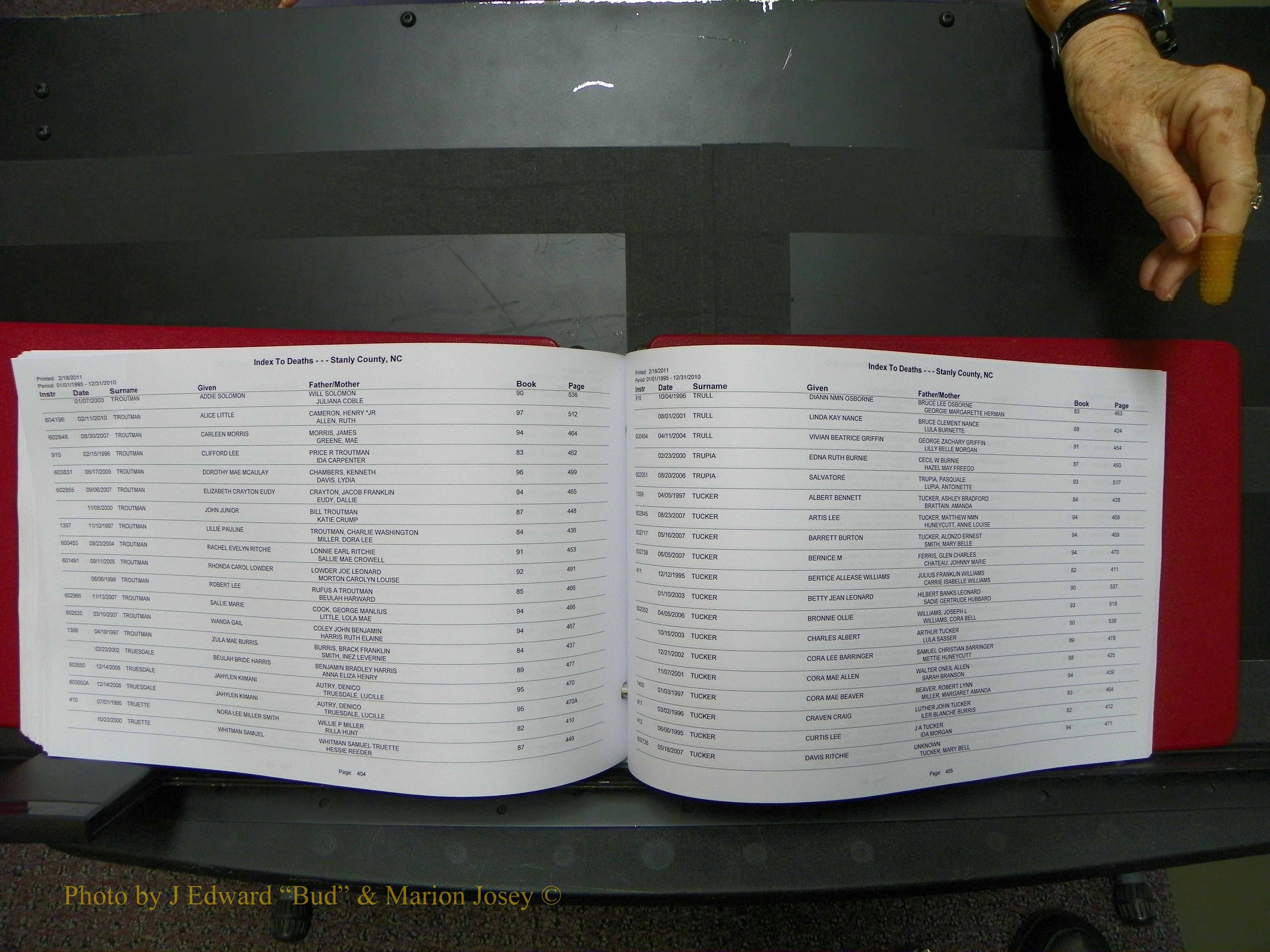Stanley Co, NC Deaths, A-Z, 1995-2010 (205).JPG