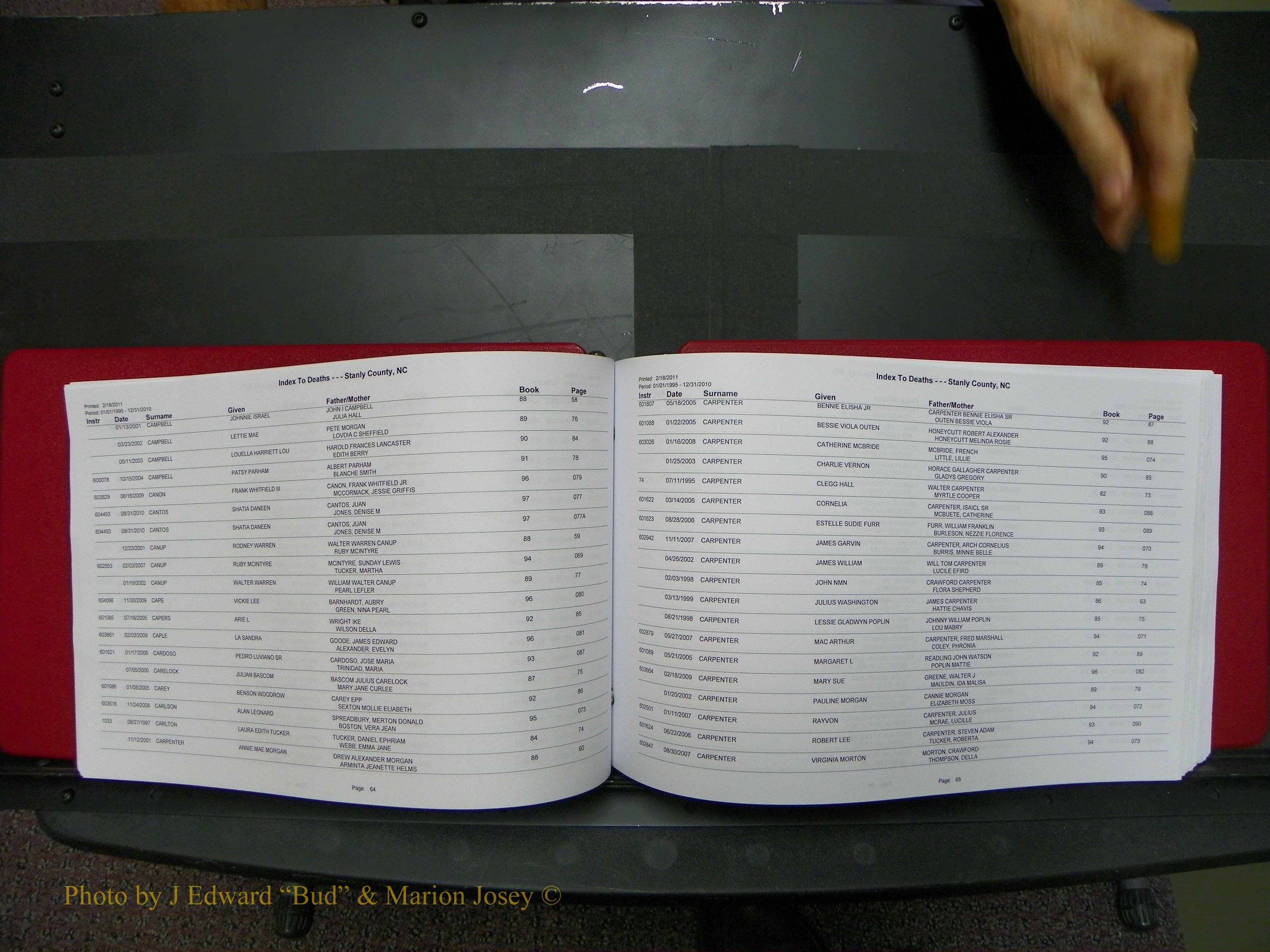 Stanley Co, NC Deaths, A-Z, 1995-2010 (34).JPG