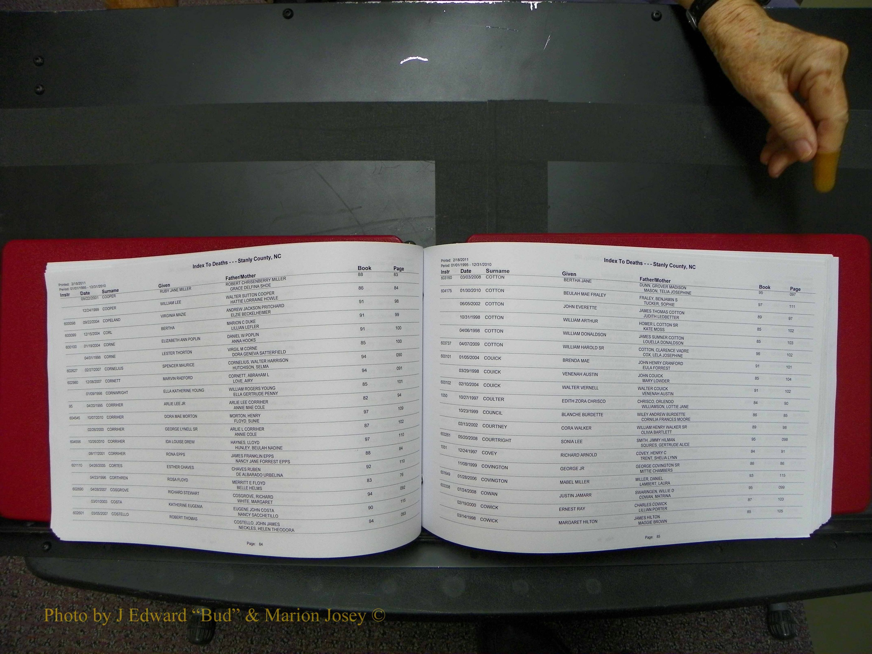 Stanley Co, NC Deaths, A-Z, 1995-2010 (44).JPG