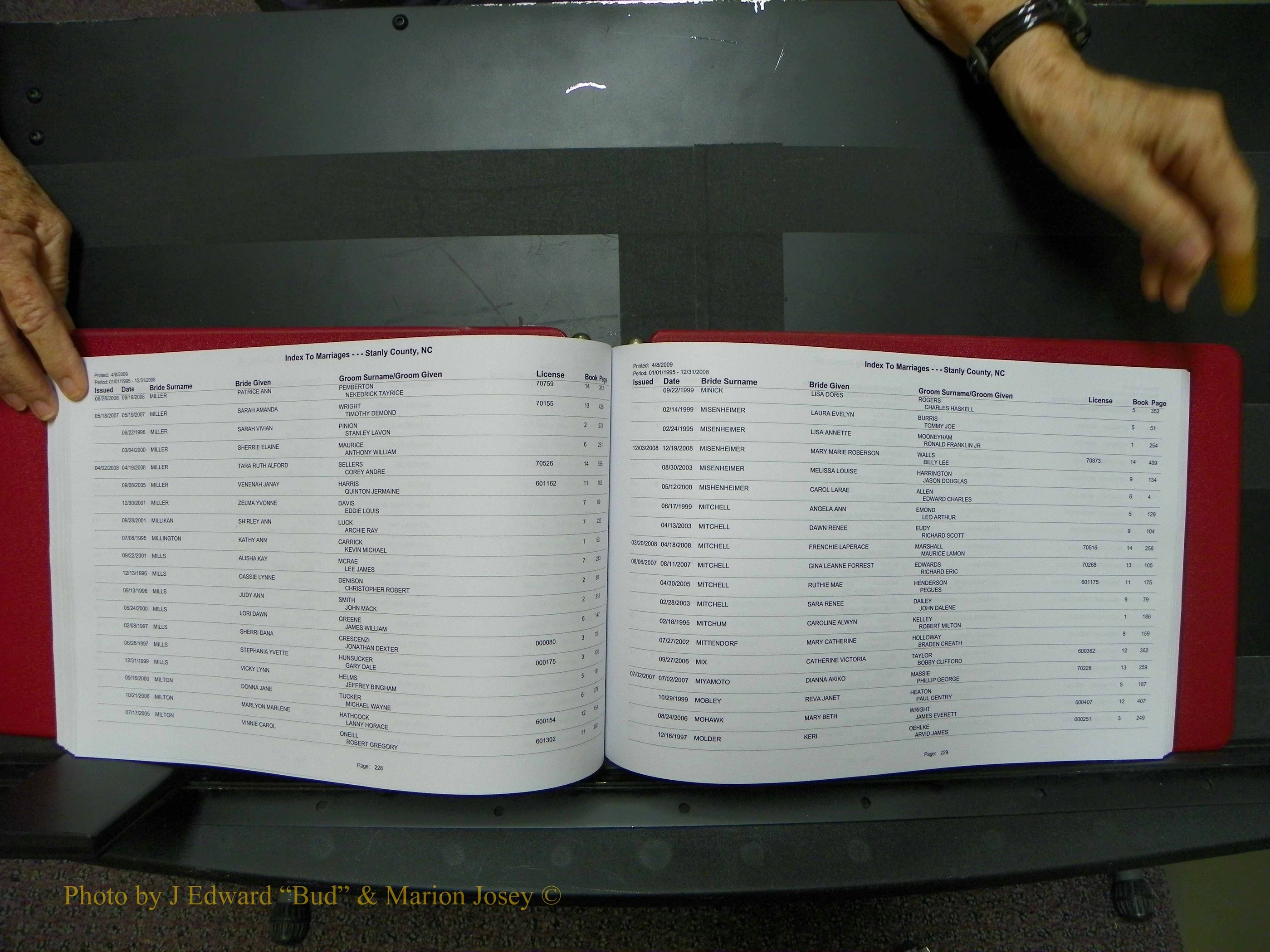 Stanley Co, NC Marriages, Female Index, A-Z, 1995-2008 (117).JPG