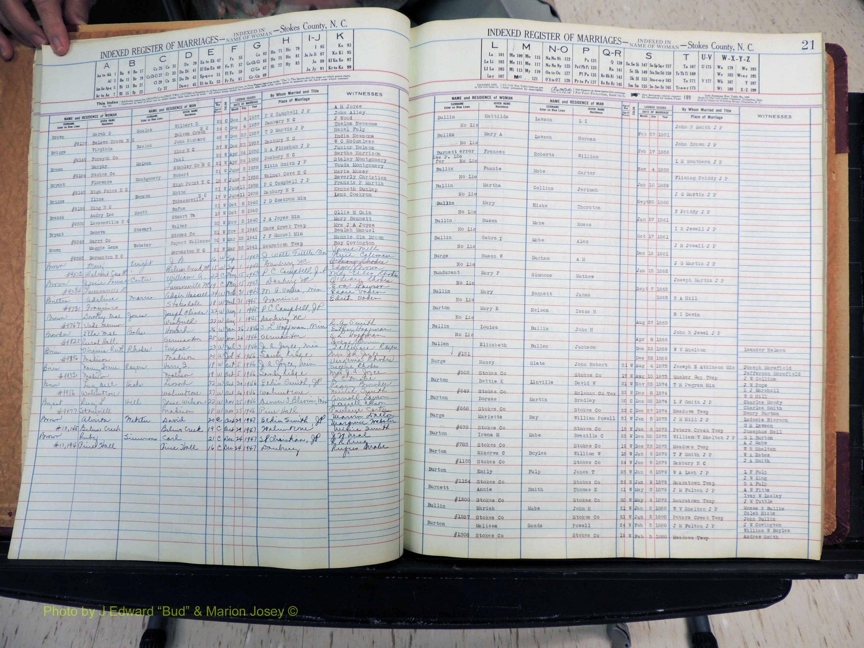 Stokes Co, NC, Marriages, Female Index, A-Z, 1851-1956 (130).JPG