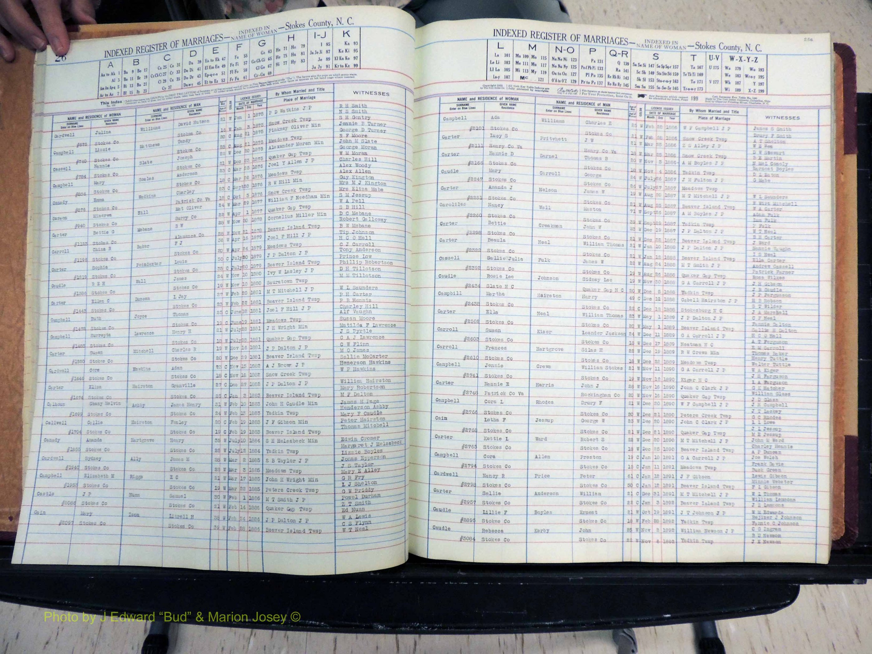 Stokes Co, NC, Marriages, Female Index, A-Z, 1851-1956 (136).JPG