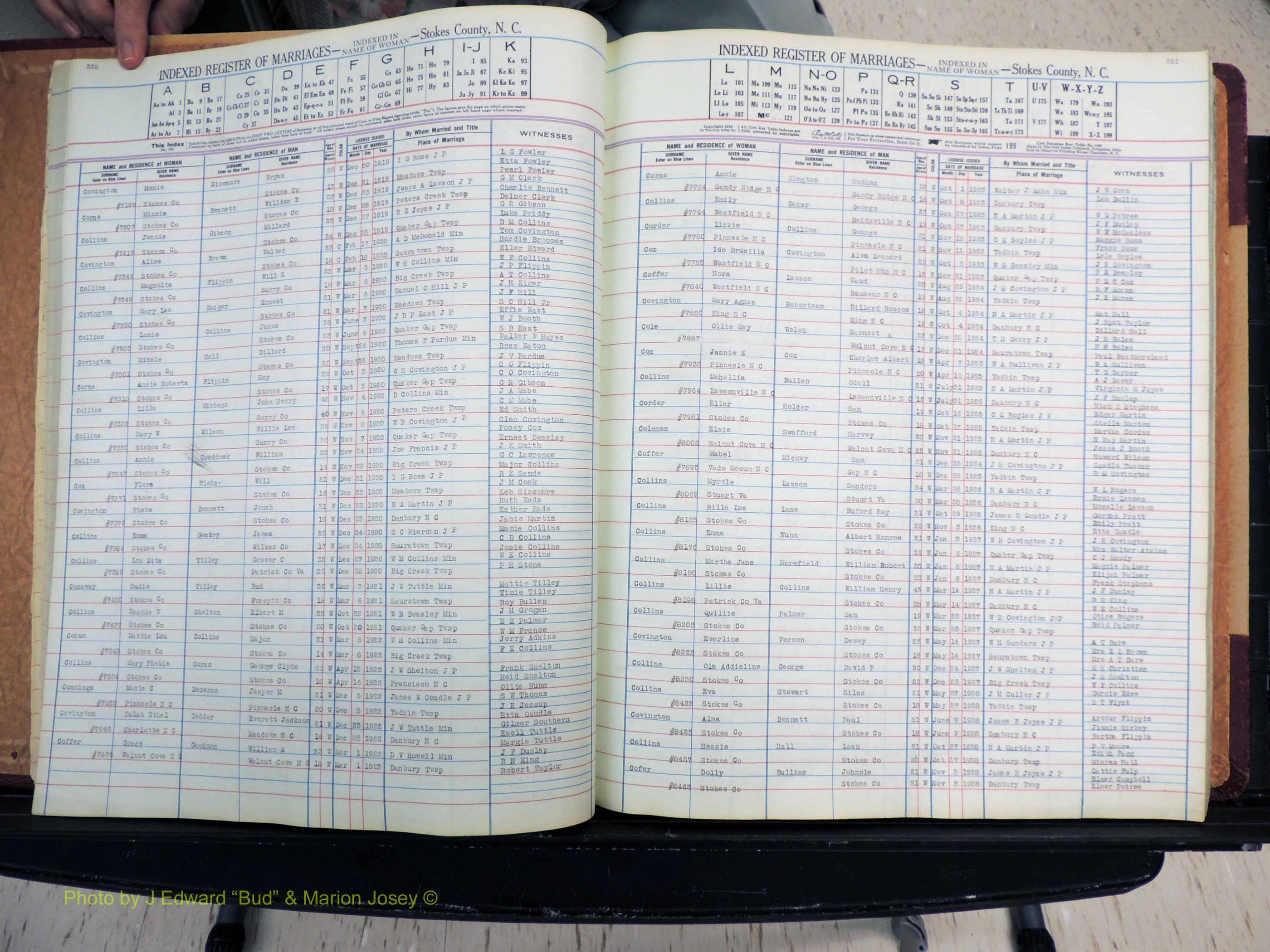 Stokes Co, NC, Marriages, Female Index, A-Z, 1851-1956 (148).JPG