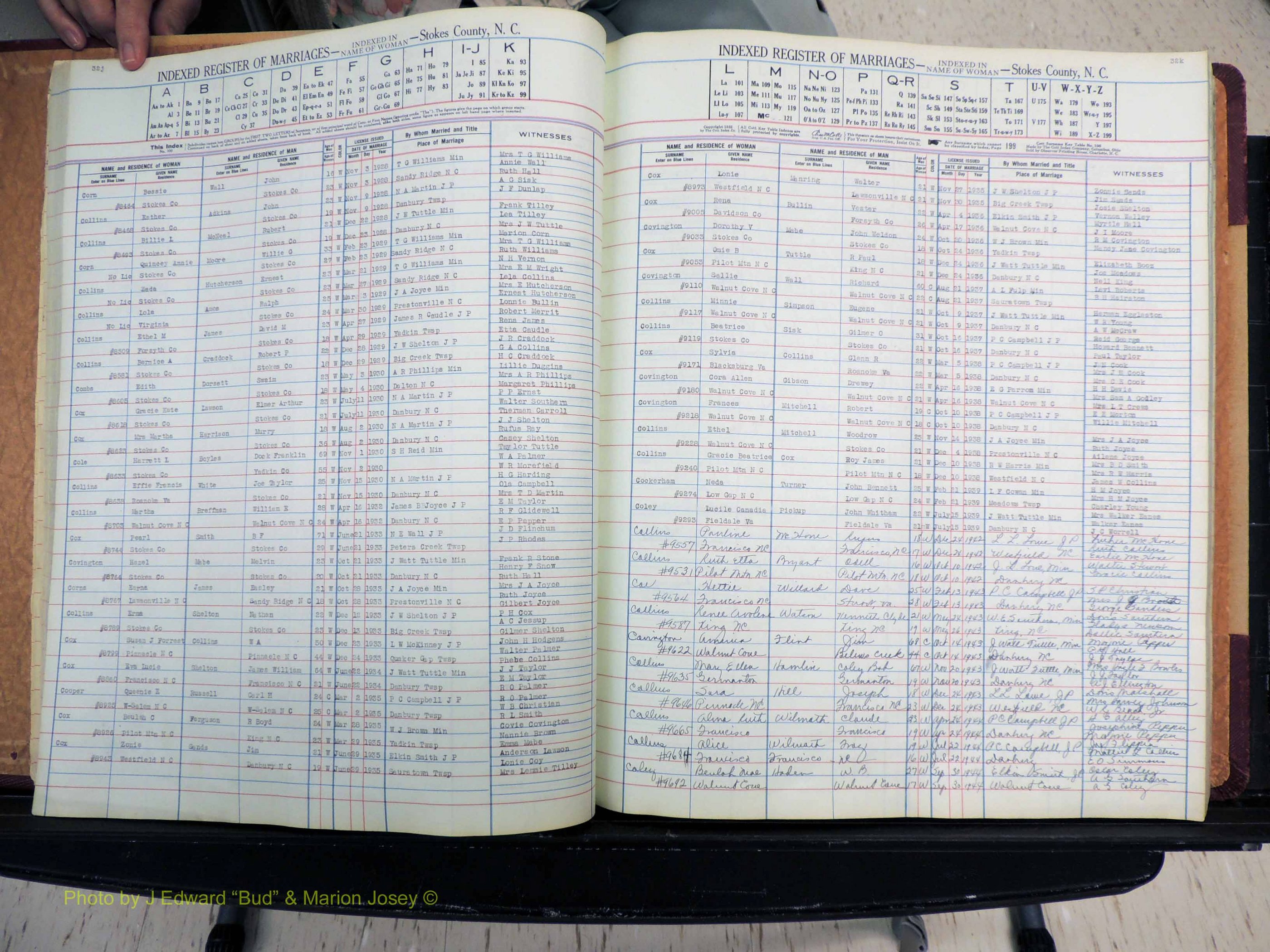 Stokes Co, NC, Marriages, Female Index, A-Z, 1851-1956 (149).JPG