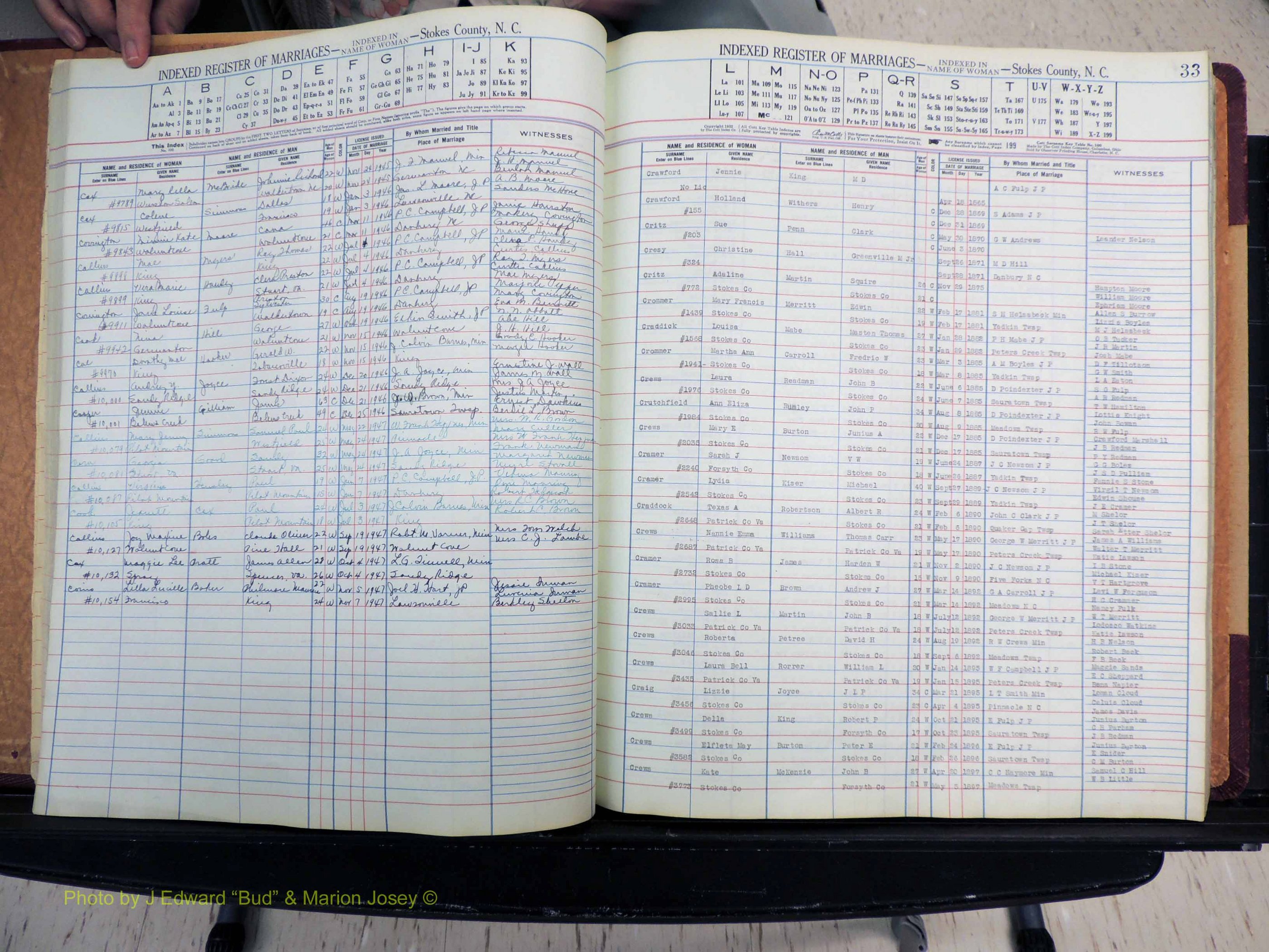 Stokes Co, NC, Marriages, Female Index, A-Z, 1851-1956 (150).JPG