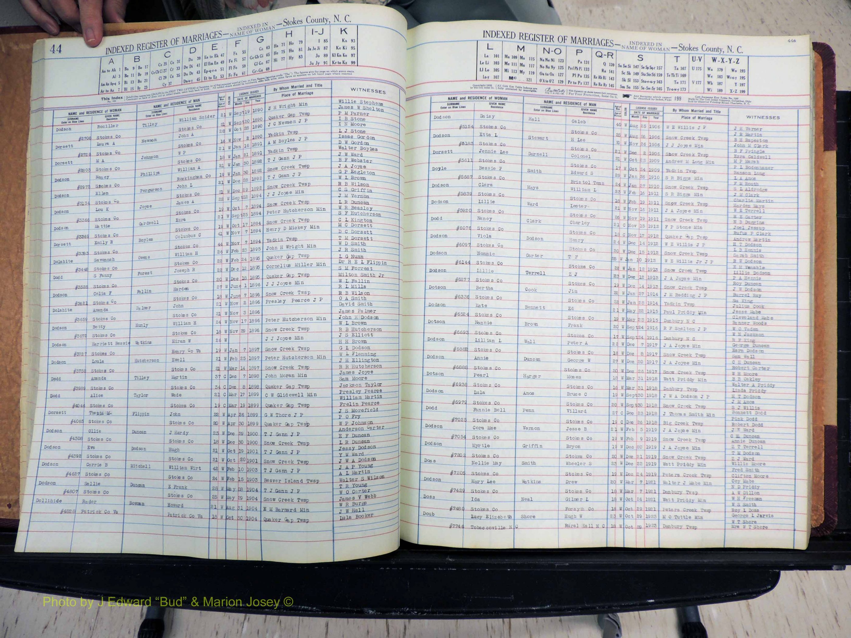 Stokes Co, NC, Marriages, Female Index, A-Z, 1851-1956 (159).JPG