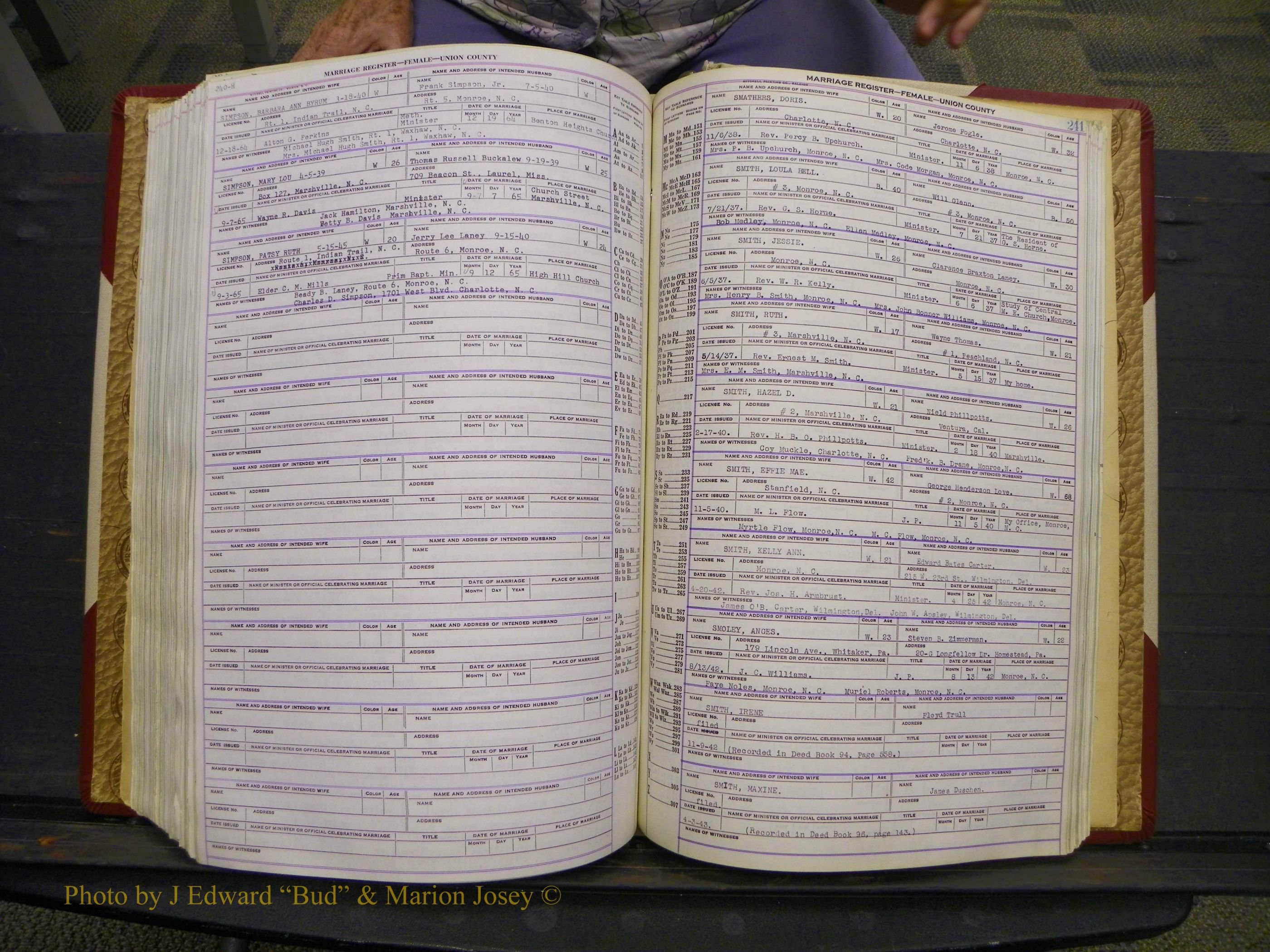 Union Co, NC Marriages Female Index, A-Z, 1937-1965 (300).JPG