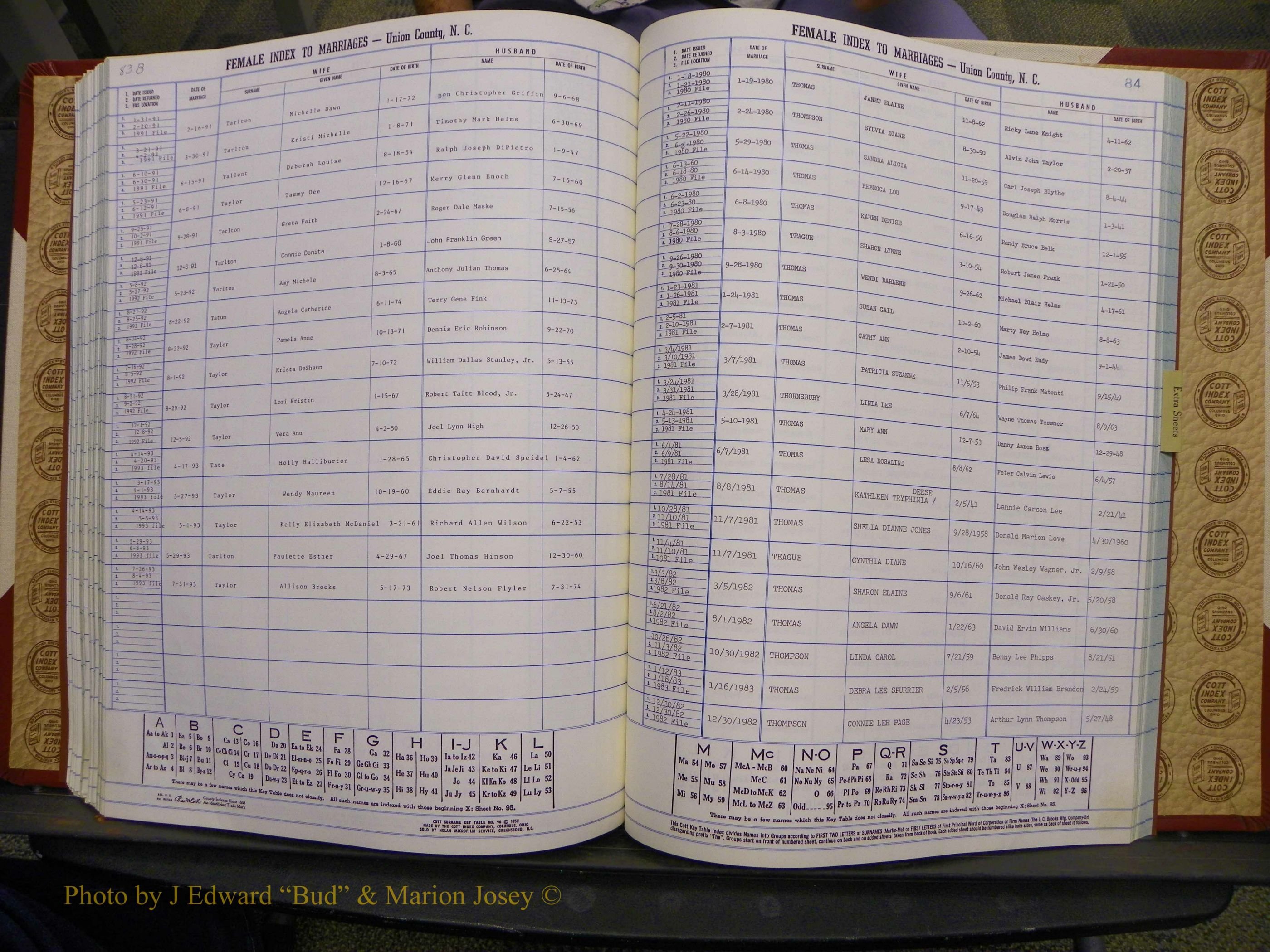 Union Co, NC Marriages Female Index, A-Z, 1980-1993 (182).JPG