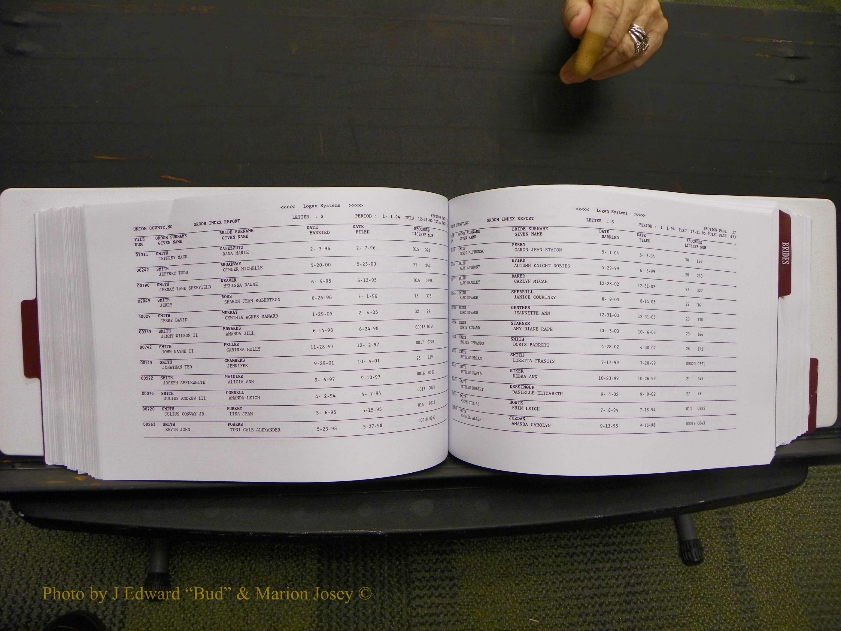 Union Co, NC Marriages Male & Female Index, 1993-2005 (322).JPG