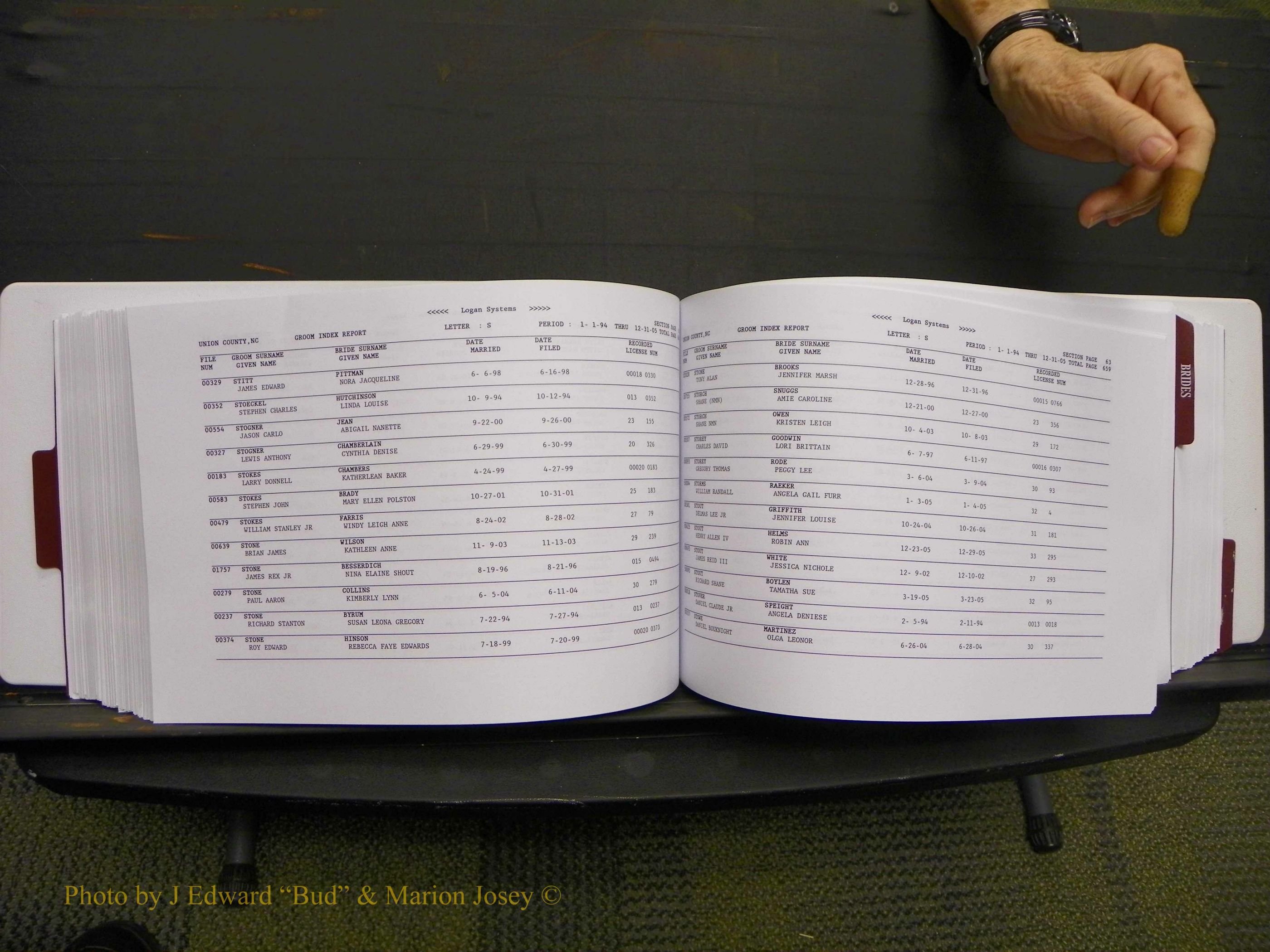 Union Co, NC Marriages Male & Female Index, 1993-2005 (335).JPG