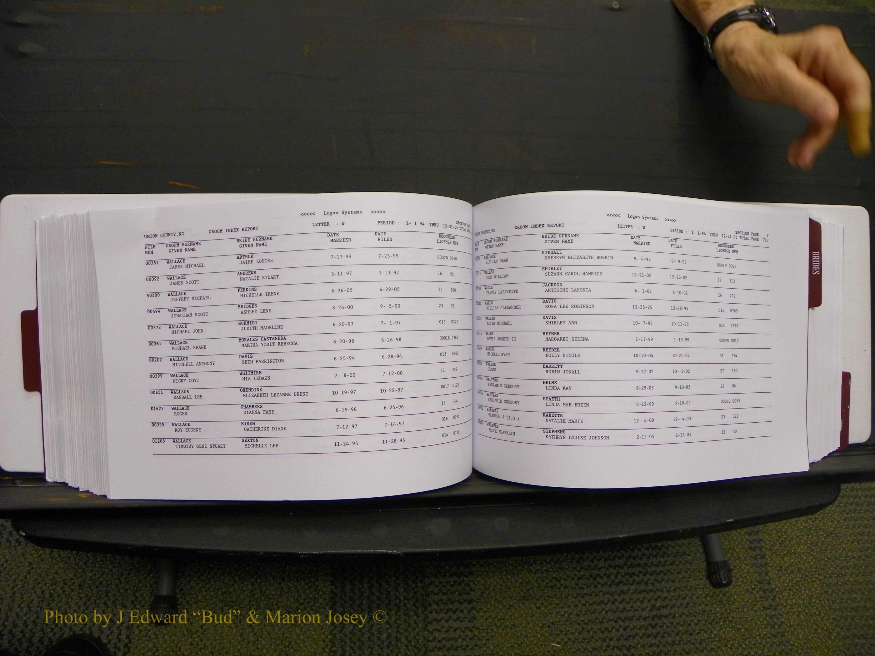 Union Co, NC Marriages Male & Female Index, 1993-2005 (364).JPG