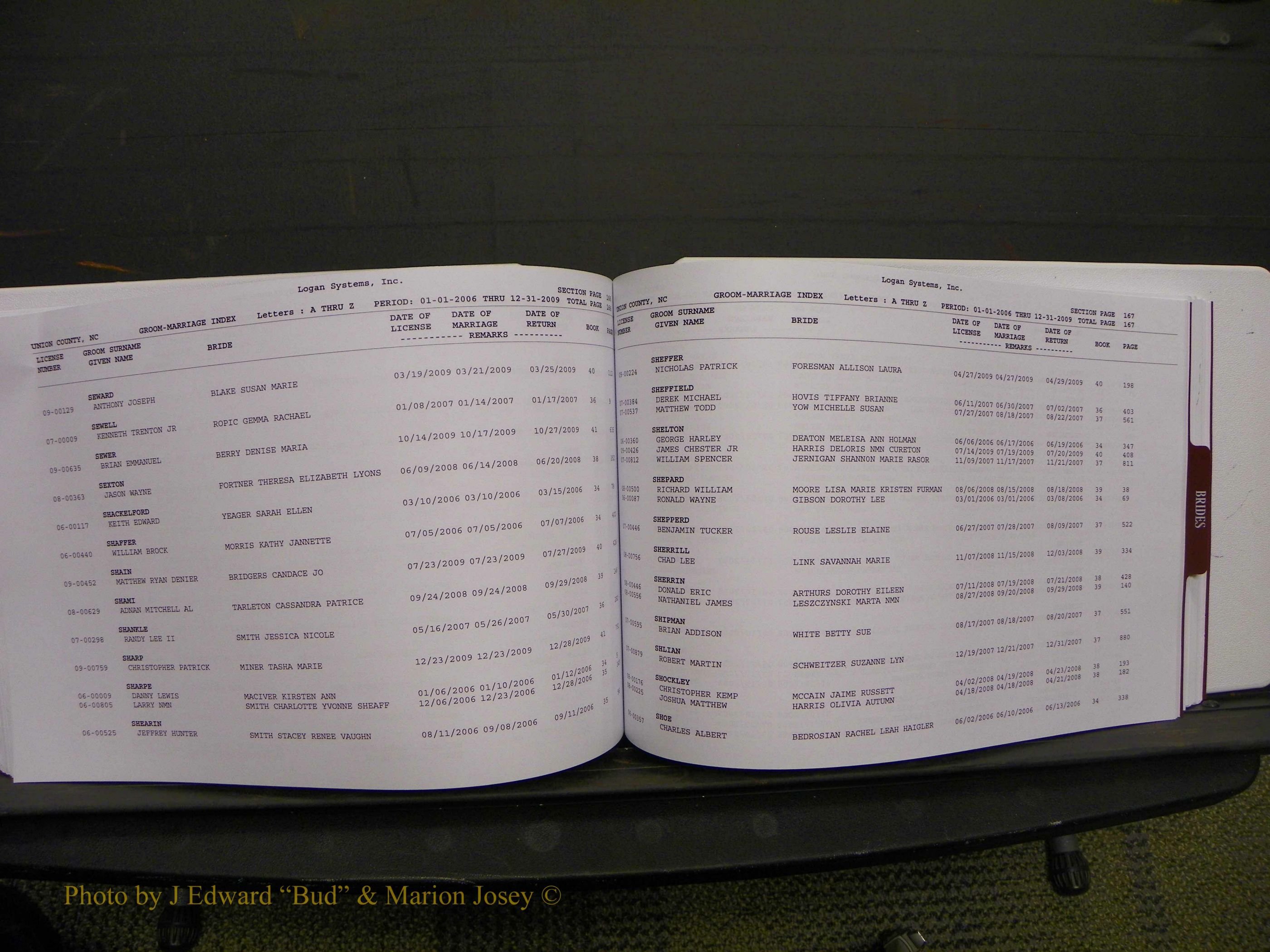 Union Co, NC Marriages Male & Female Index, 2006-2010 (211).JPG