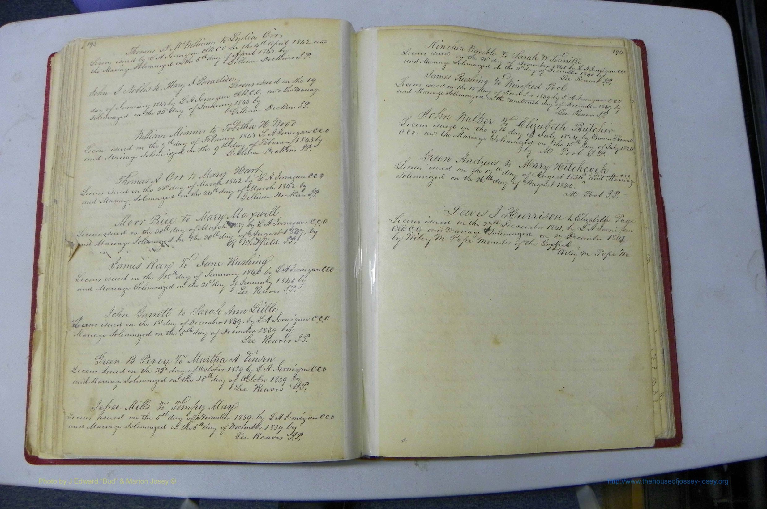 Was GA, Marriages Book A, 1828 - 1852, P 193-194.JPG