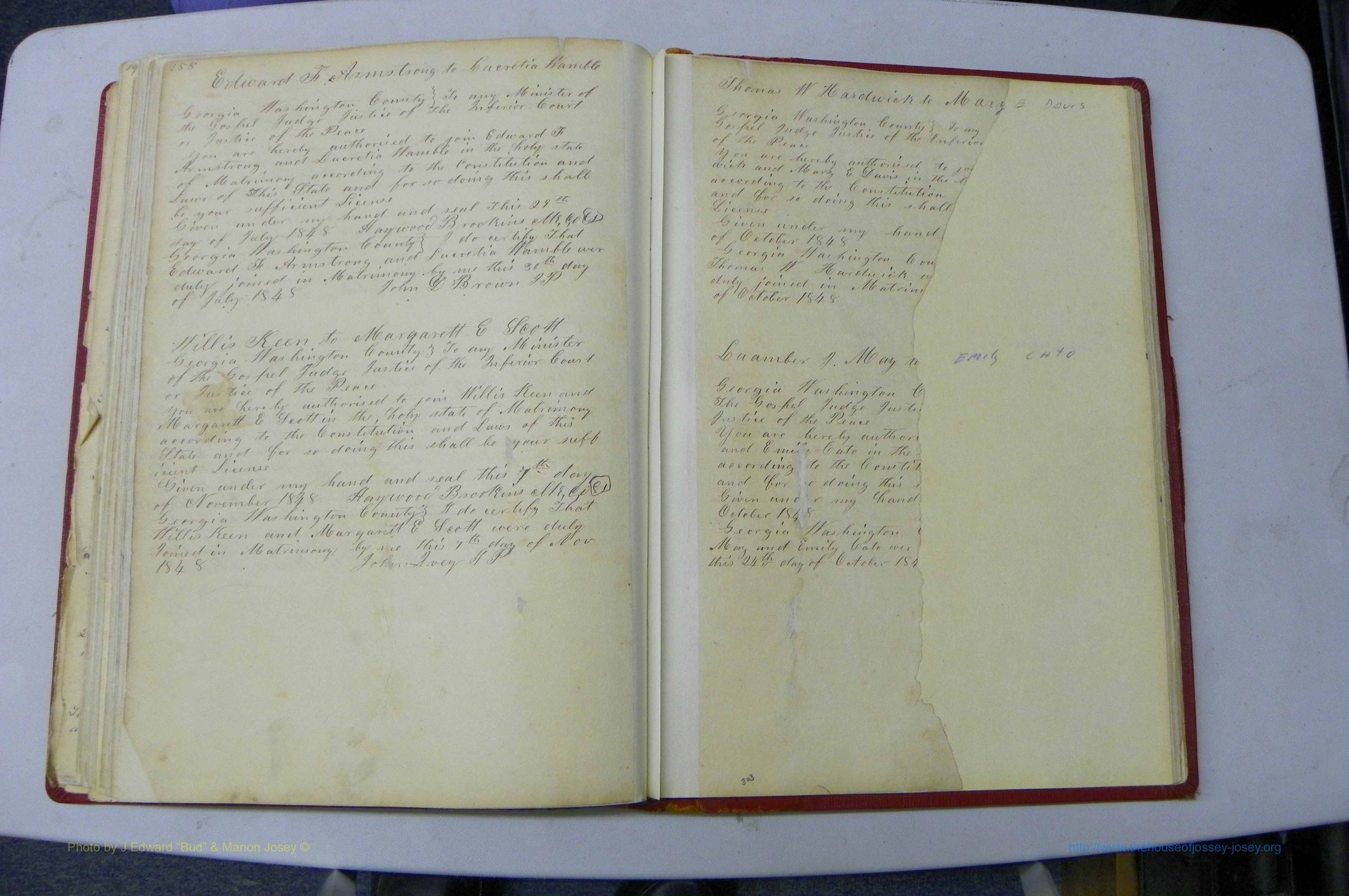 Was GA, Marriages Book A, 1828 - 1852, P 255-256.JPG