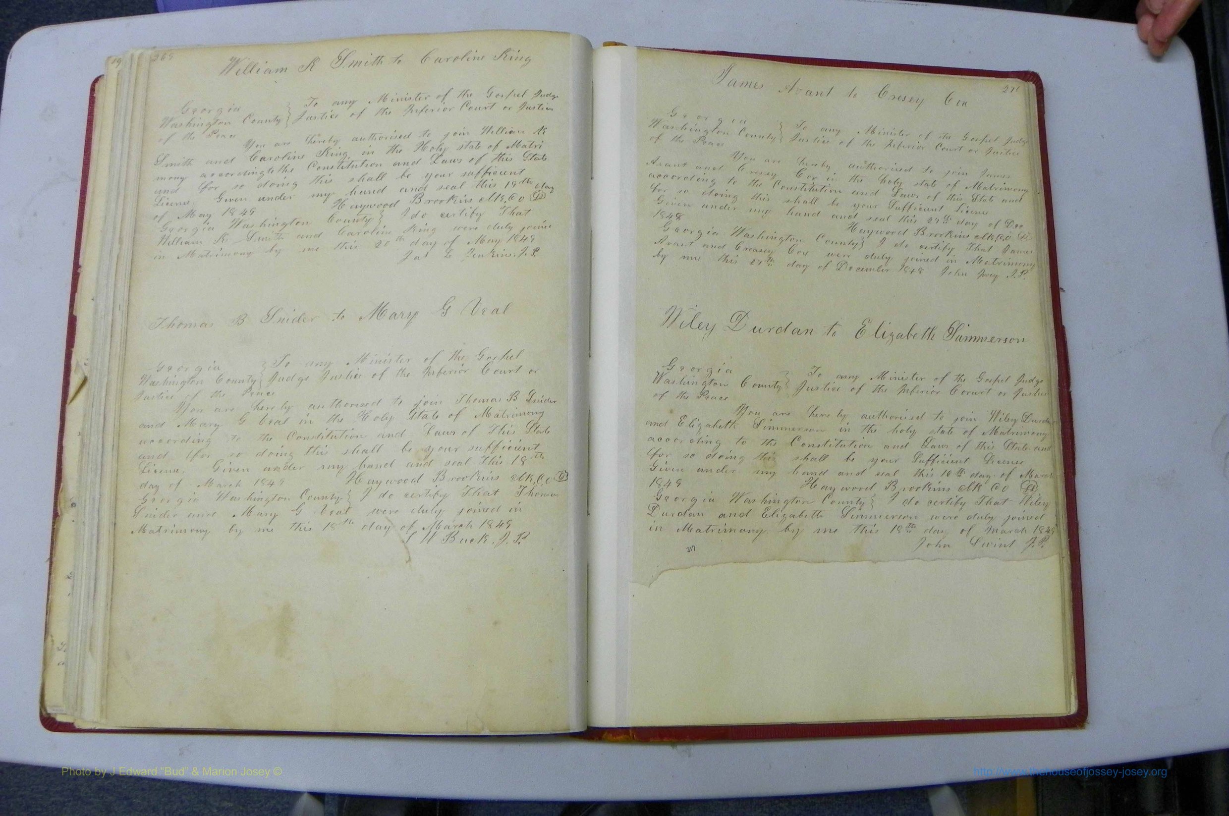 Was GA, Marriages Book A, 1828 - 1852, P 269-270.JPG