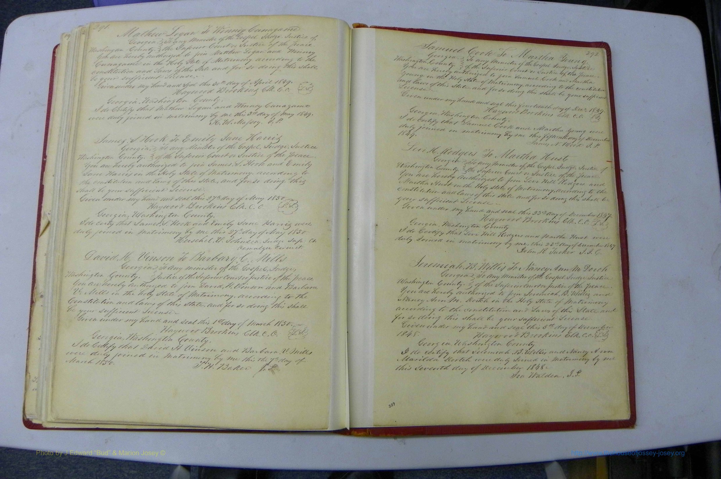 Was GA, Marriages Book A, 1828 - 1852, P 291-292.JPG