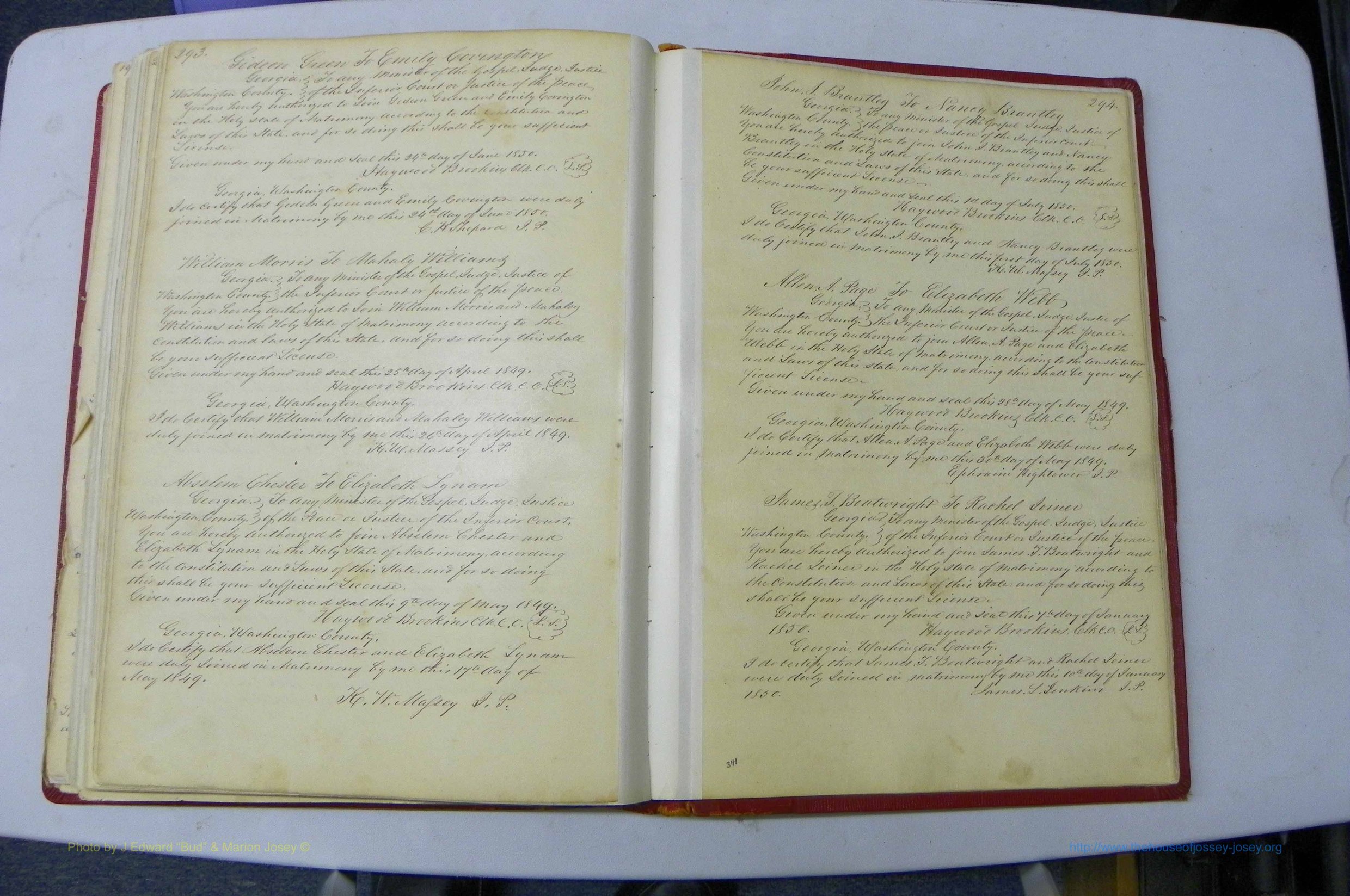 Was GA, Marriages Book A, 1828 - 1852, P 293-294.JPG