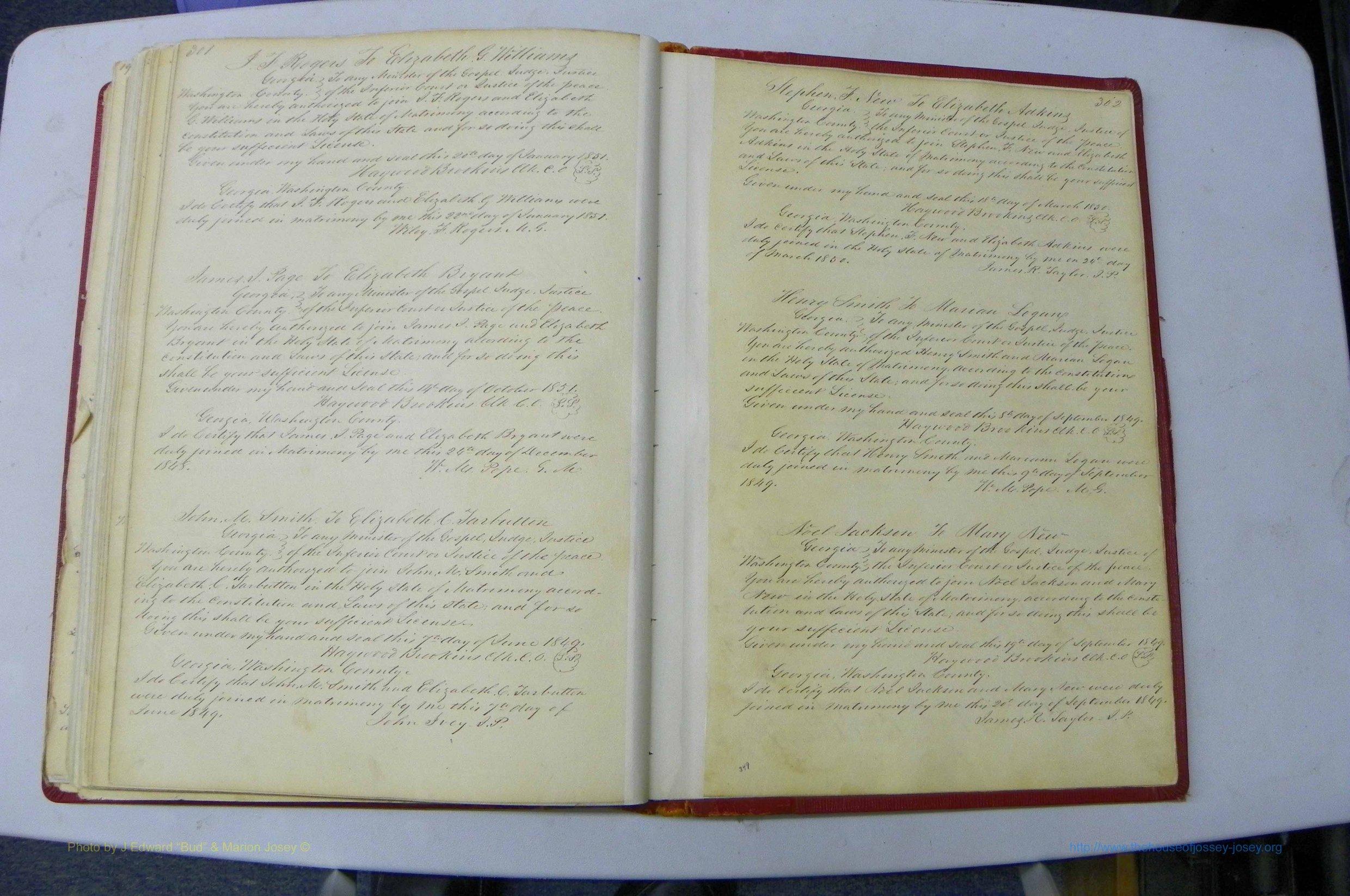 Was GA, Marriages Book A, 1828 - 1852, P 301-302.JPG