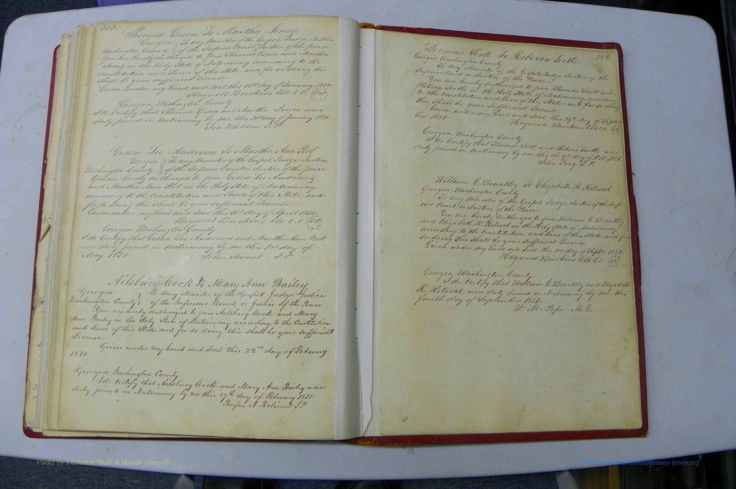 Was GA, Marriages Book A, 1828 - 1852, P 303-304.JPG