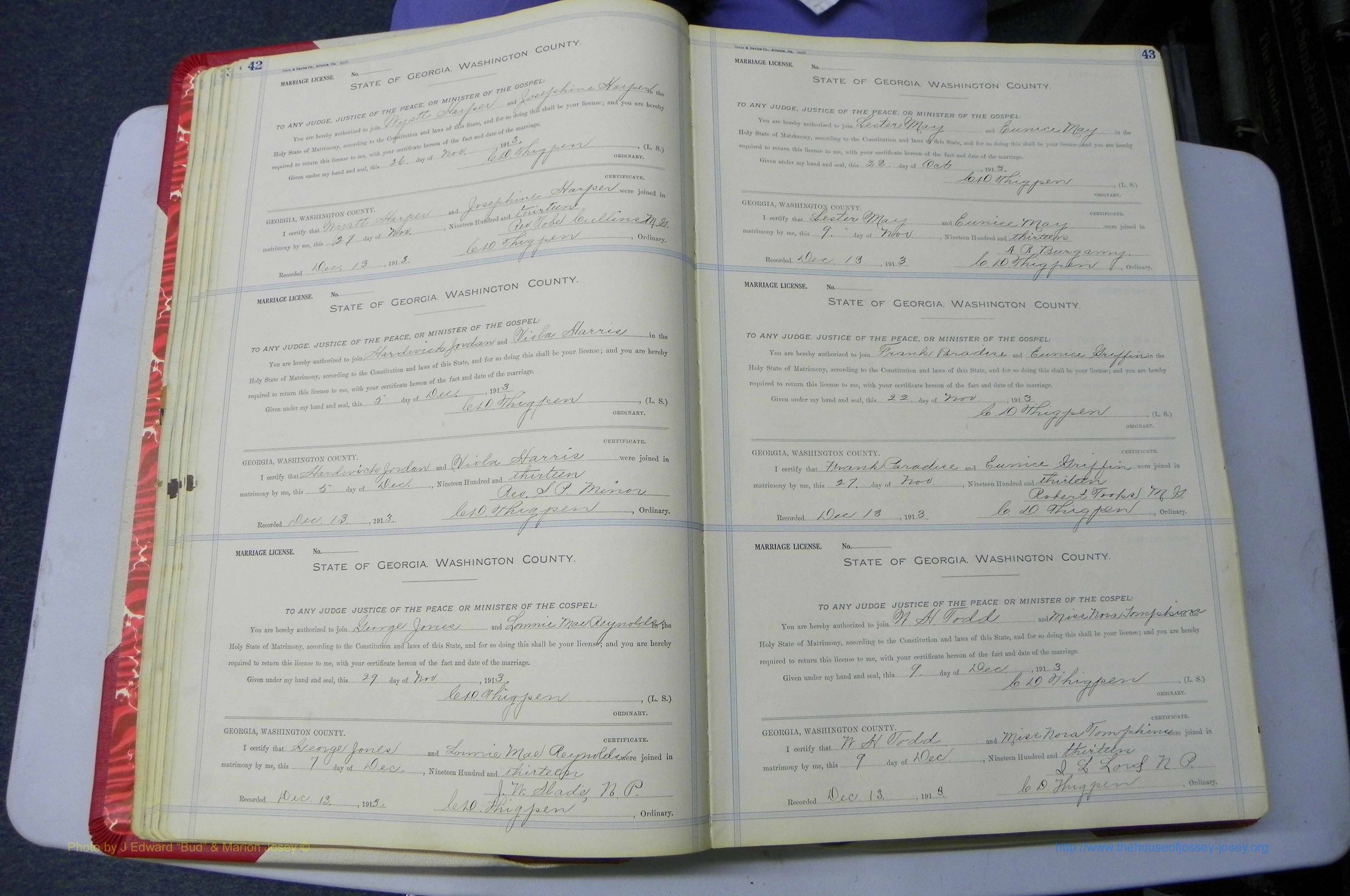 Was GA, Marriages Book L, 1913 - 1917, P 042-043.JPG