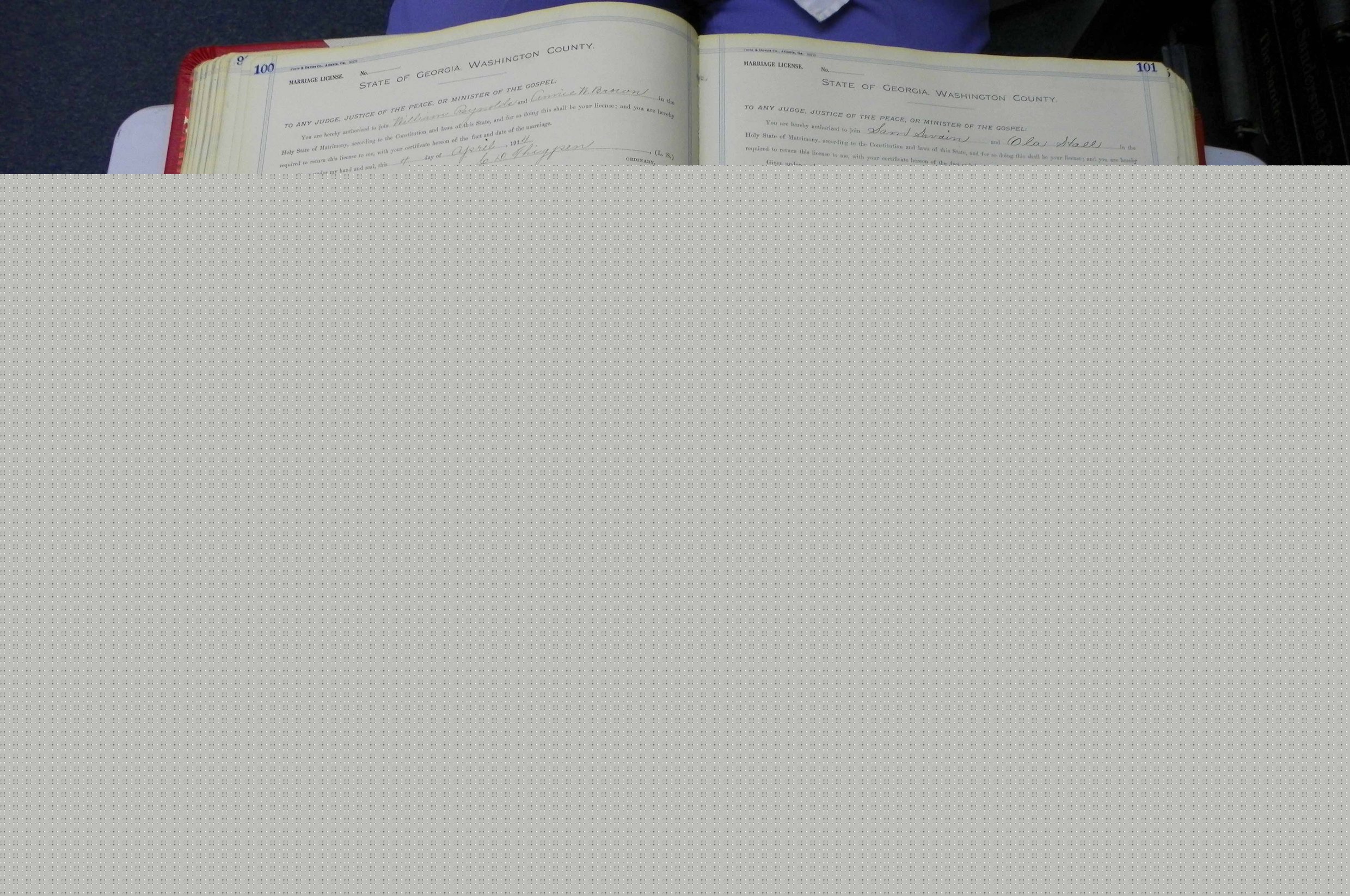 Was GA, Marriages Book L, 1913 - 1917, P 100-101.JPG