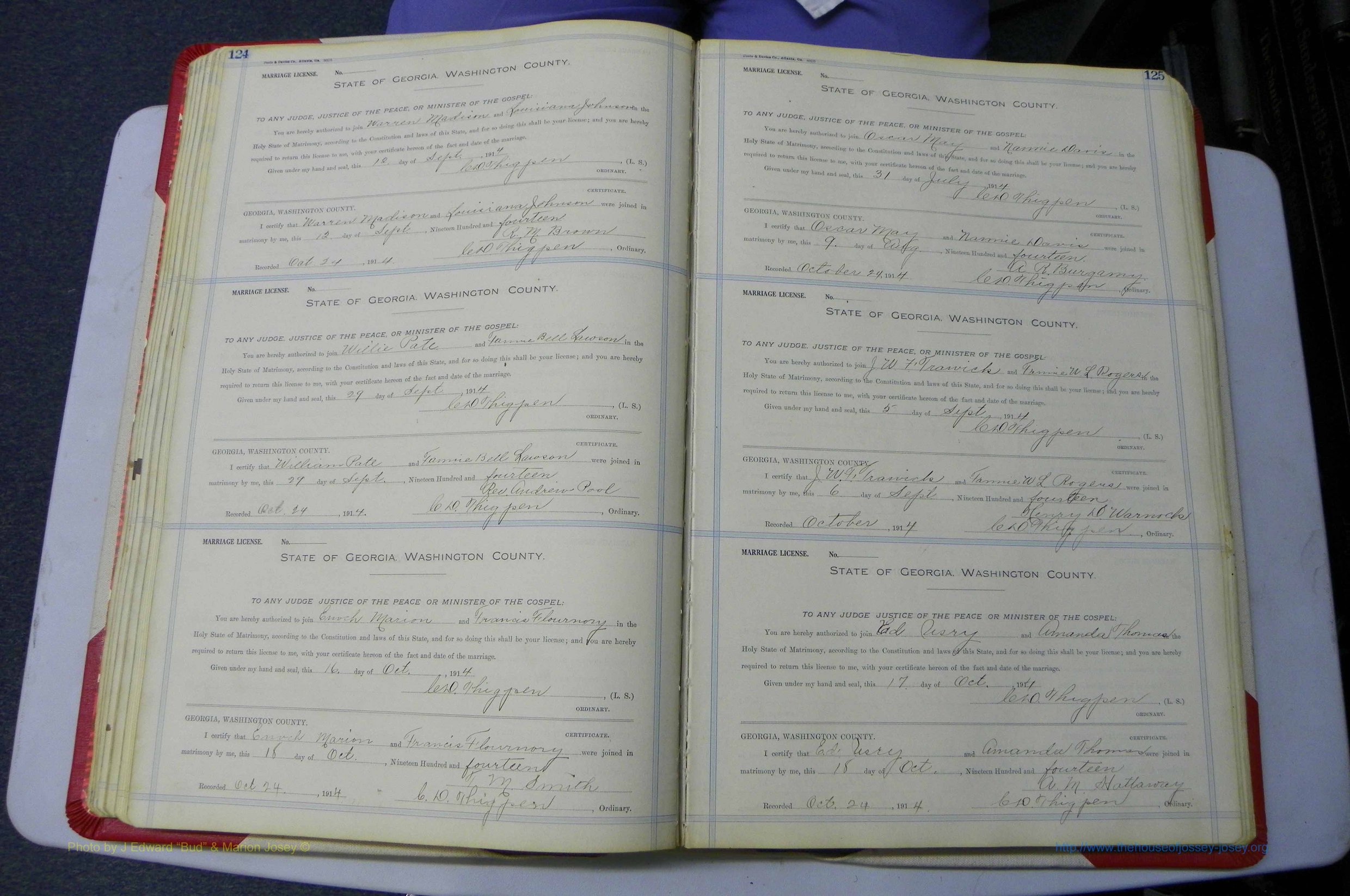 Was GA, Marriages Book L, 1913 - 1917, P 124-125.JPG