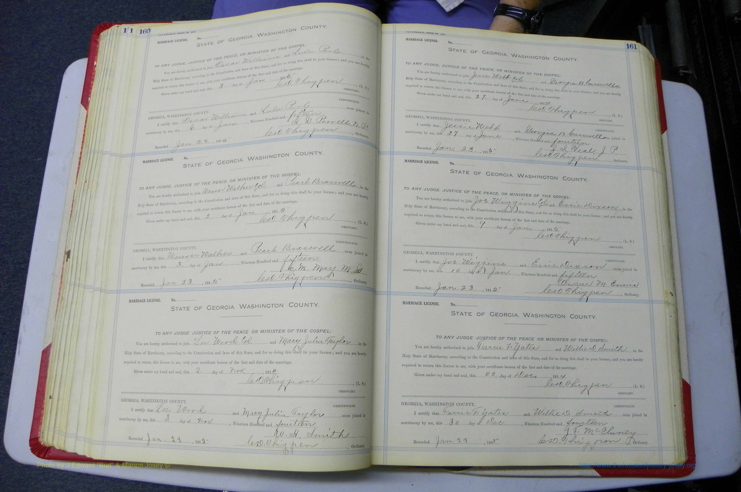 Was GA, Marriages Book L, 1913 - 1917, P 160-161.JPG