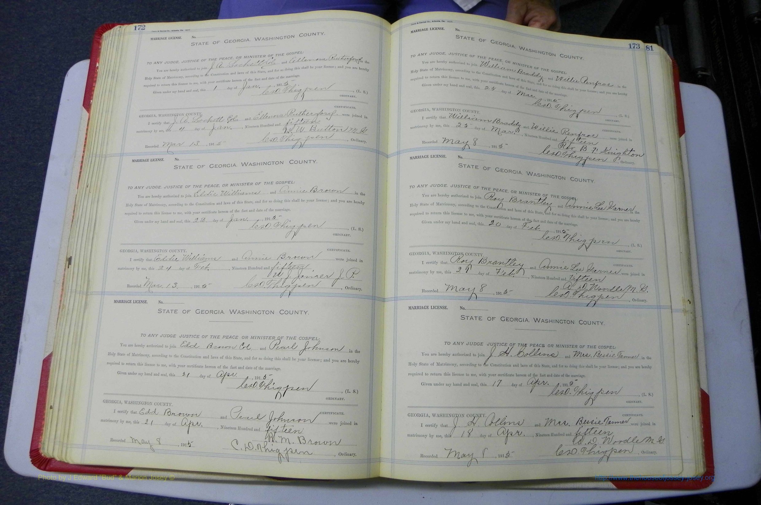 Was GA, Marriages Book L, 1913 - 1917, P 172-173.JPG