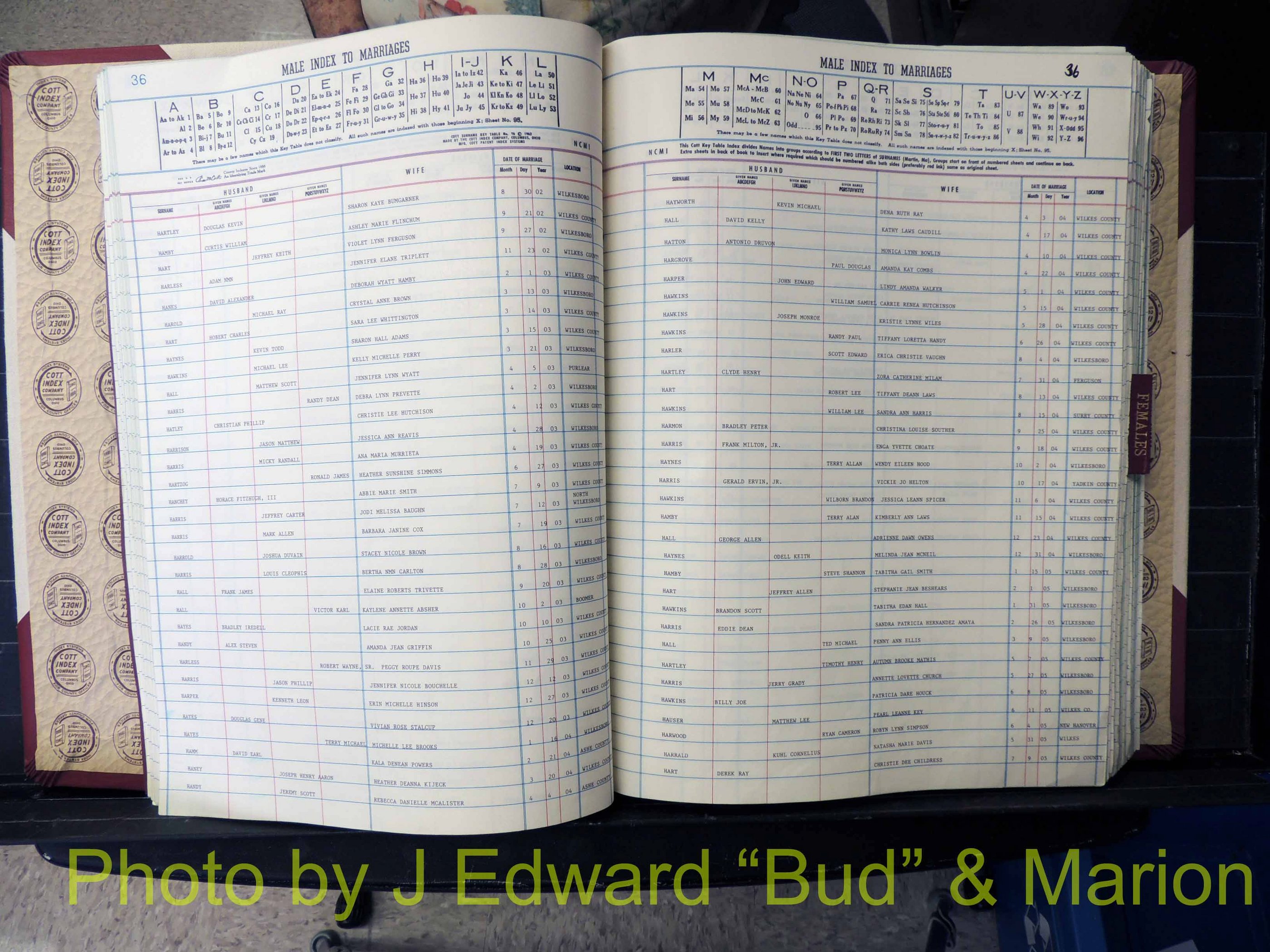 Wilkes Co, NC, Marriage Book 11, 2000-2006 (138).JPG