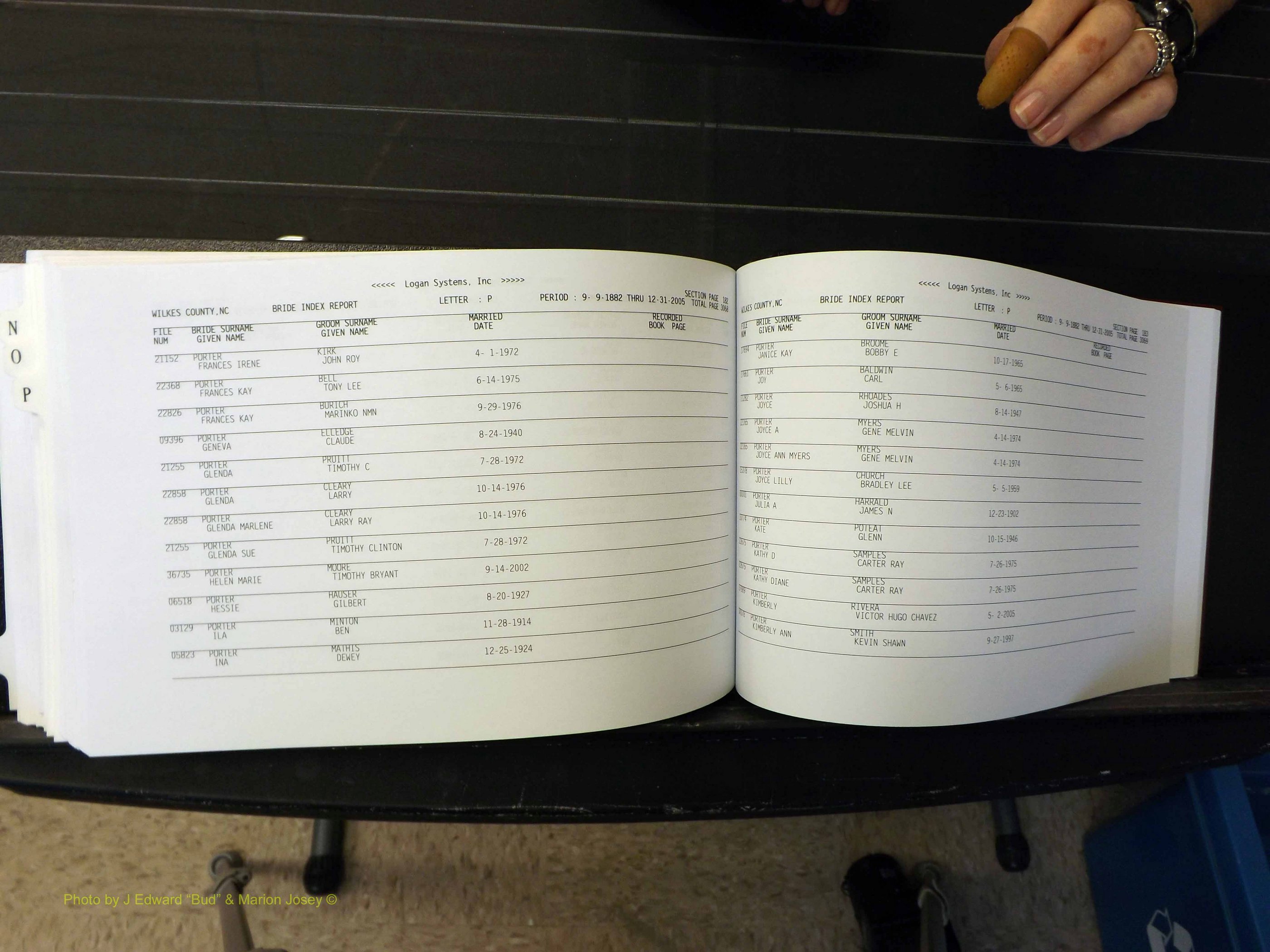 Wilkes Co, NC, Marriages, Female Index, M-P, 1882-2005 (413).JPG